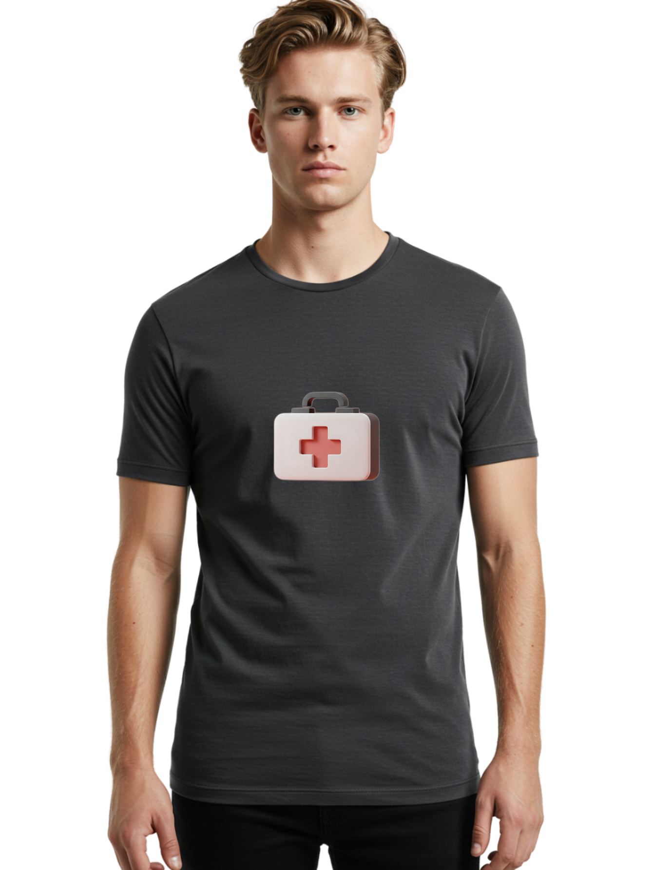 Aid-Kit-2 Men'S Graphic Tee, 100% Cotton, Comfortable Casual Summer Wear, Machine Washable, First Aid Kit, Medical Cross, Health Care, Emergency Response, Medical Symbol, Red Cross Baa125