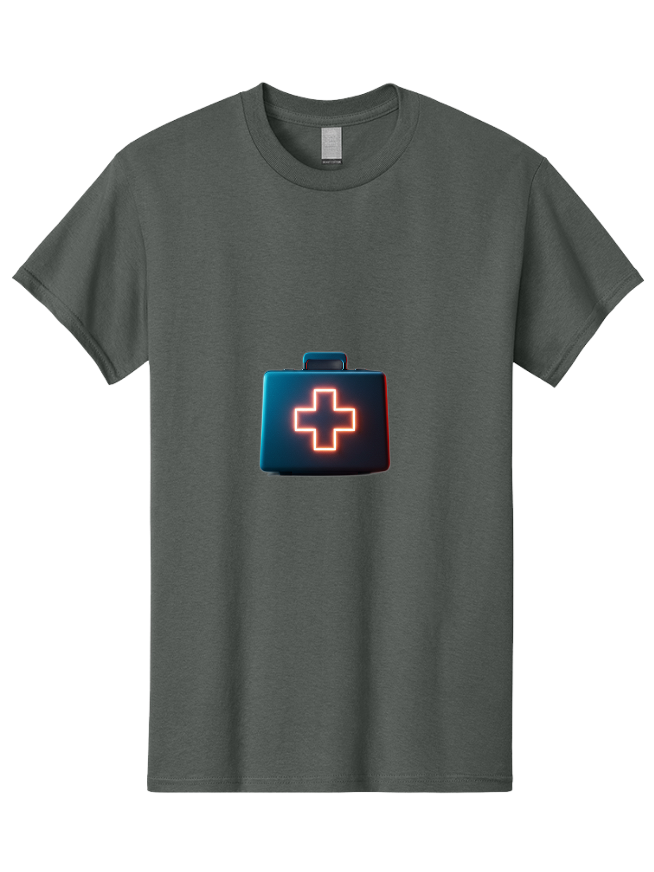 Aid-Kit Men'S Graphic Tee, 100% Cotton, Comfortable Casual Summer Wear, Machine Washable, Medical Kit, First Aid Box, Health Care, Emergency Response, Medical Cross, Neon Sign, 3D Rendering Baa126
