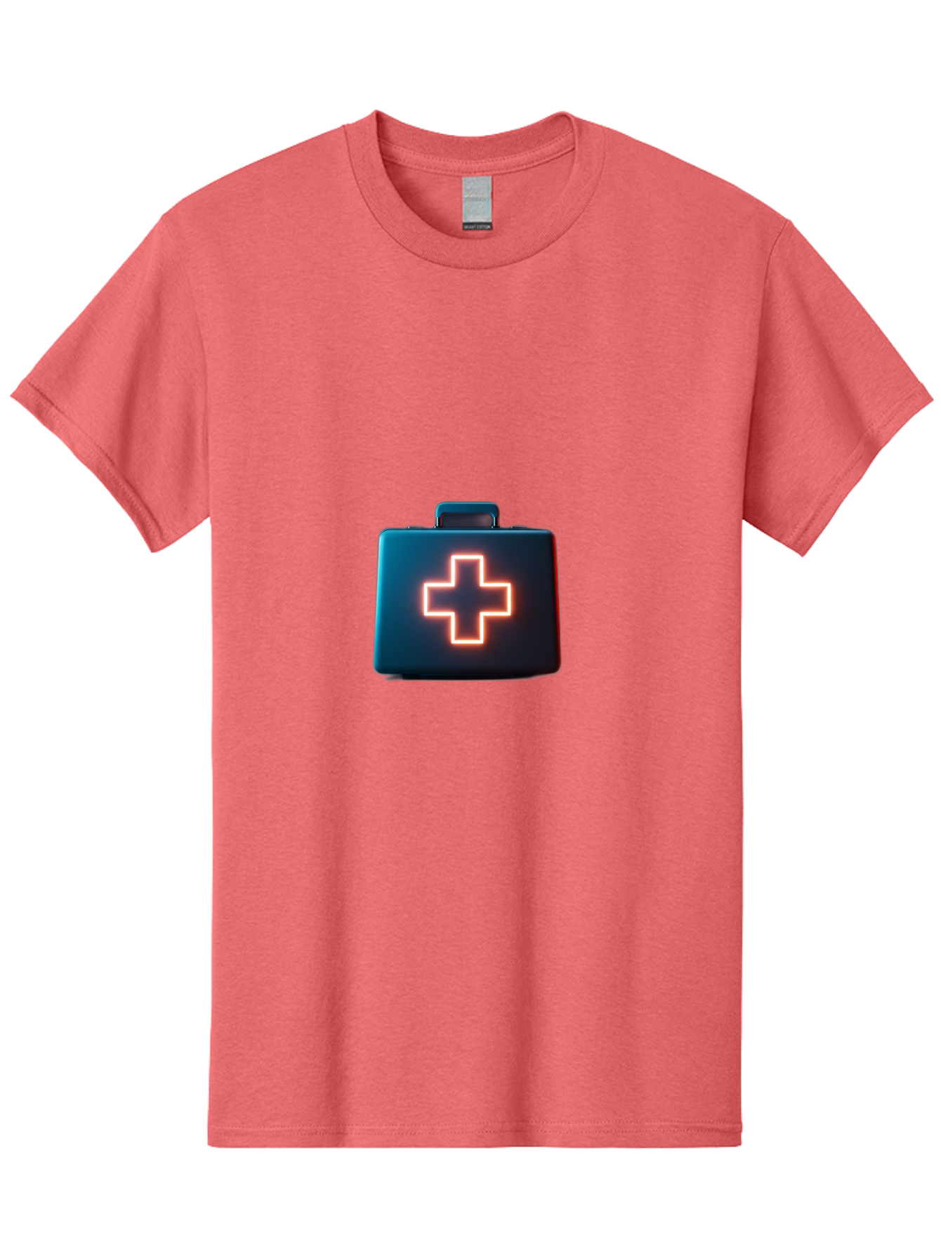 Aid-Kit Men'S Graphic Tee, 100% Cotton, Comfortable Casual Summer Wear, Machine Washable, Medical Kit, First Aid Box, Health Care, Emergency Response, Medical Cross, Neon Sign, 3D Rendering Baa126