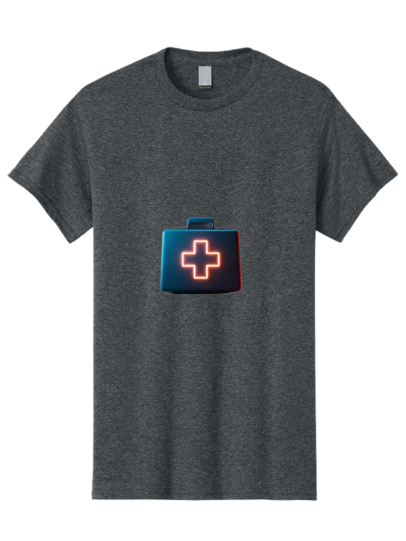 Aid-Kit Men'S Graphic Tee, 100% Cotton, Comfortable Casual Summer Wear, Machine Washable, Medical Kit, First Aid Box, Health Care, Emergency Response, Medical Cross, Neon Sign, 3D Rendering Baa126