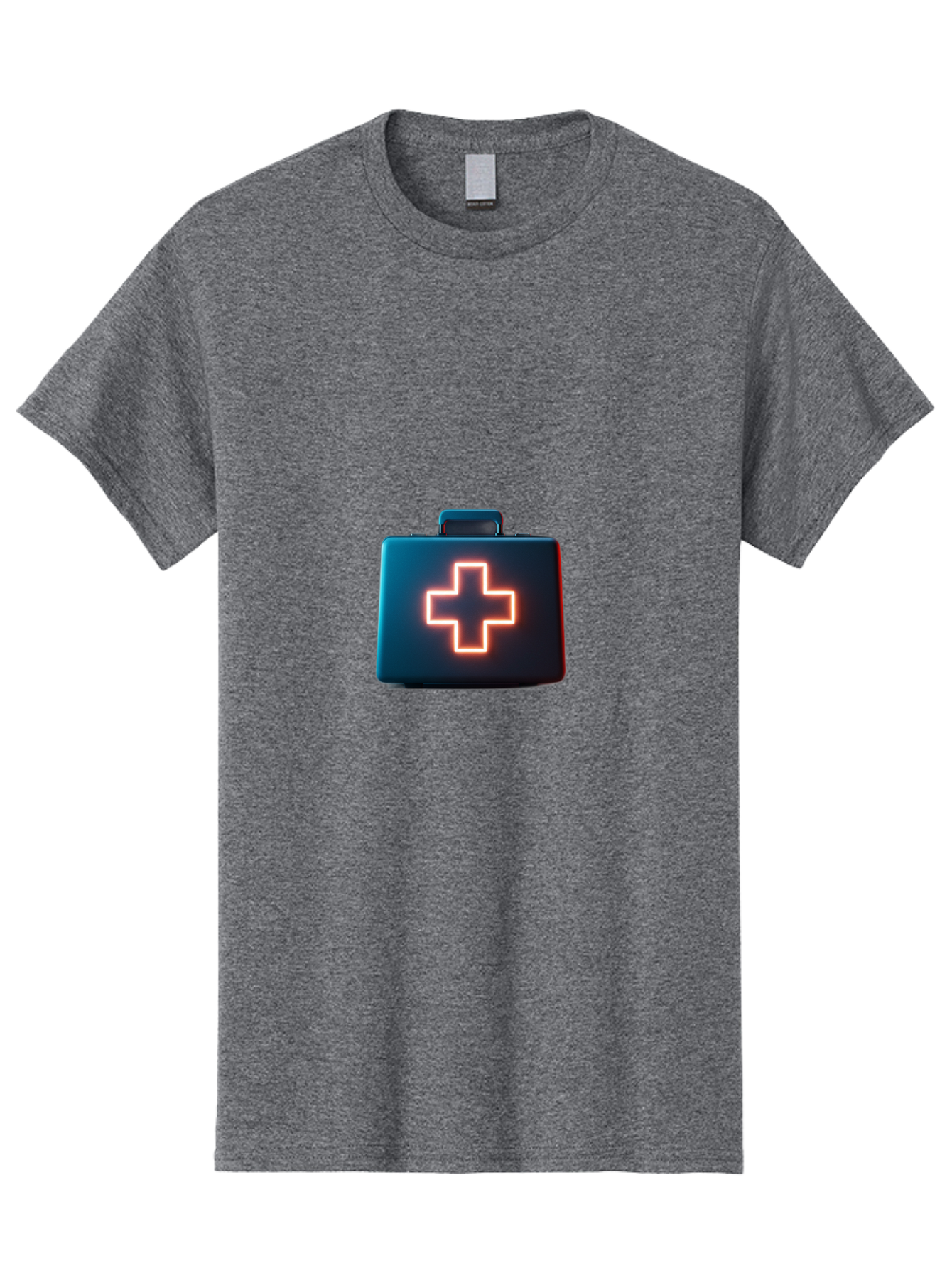 Aid-Kit Men'S Graphic Tee, 100% Cotton, Comfortable Casual Summer Wear, Machine Washable, Medical Kit, First Aid Box, Health Care, Emergency Response, Medical Cross, Neon Sign, 3D Rendering Baa126