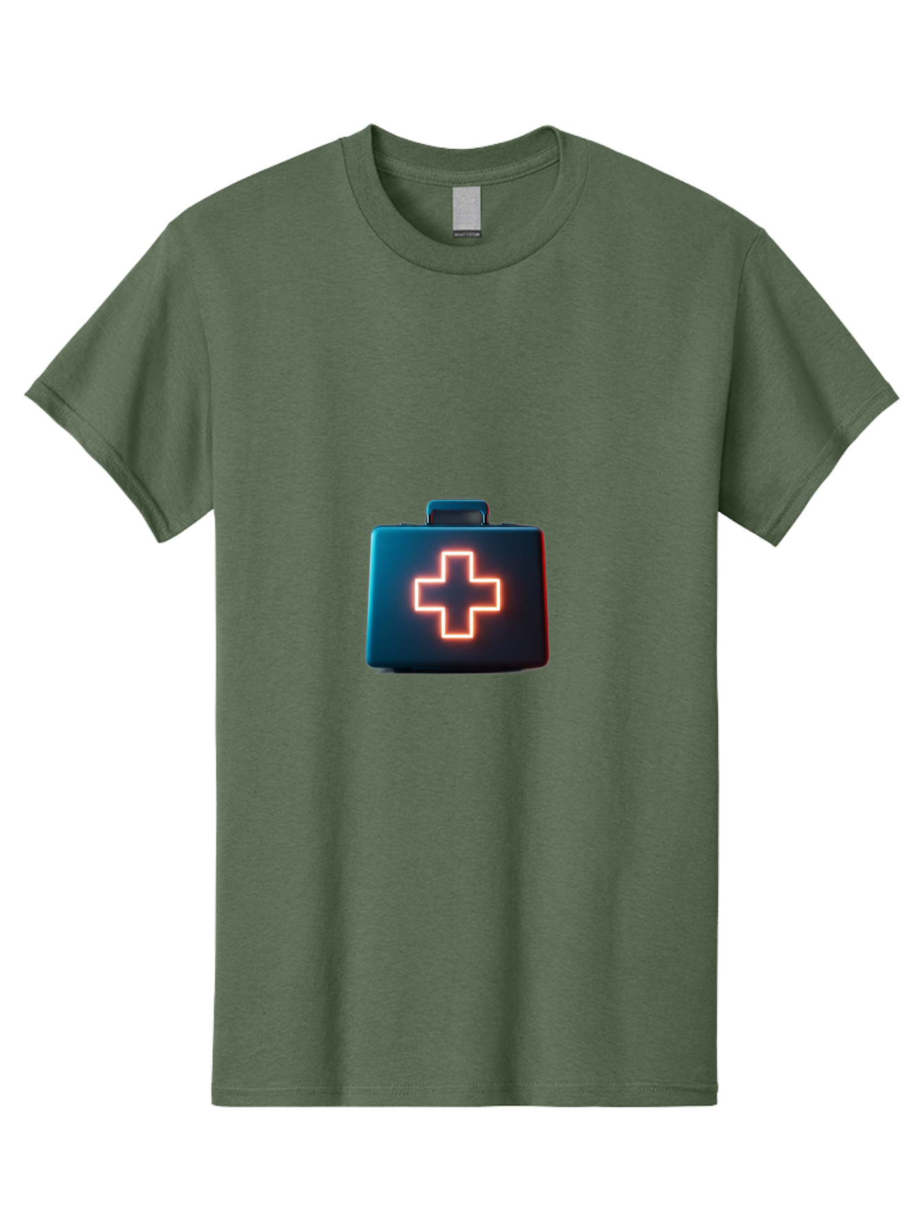 Aid-Kit Men'S Graphic Tee, 100% Cotton, Comfortable Casual Summer Wear, Machine Washable, Medical Kit, First Aid Box, Health Care, Emergency Response, Medical Cross, Neon Sign, 3D Rendering Baa126