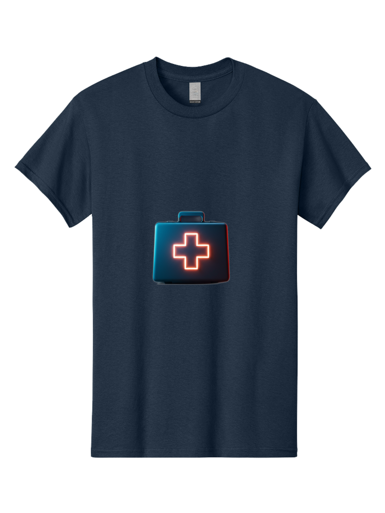 Aid-Kit Men'S Graphic Tee, 100% Cotton, Comfortable Casual Summer Wear, Machine Washable, Medical Kit, First Aid Box, Health Care, Emergency Response, Medical Cross, Neon Sign, 3D Rendering Baa126