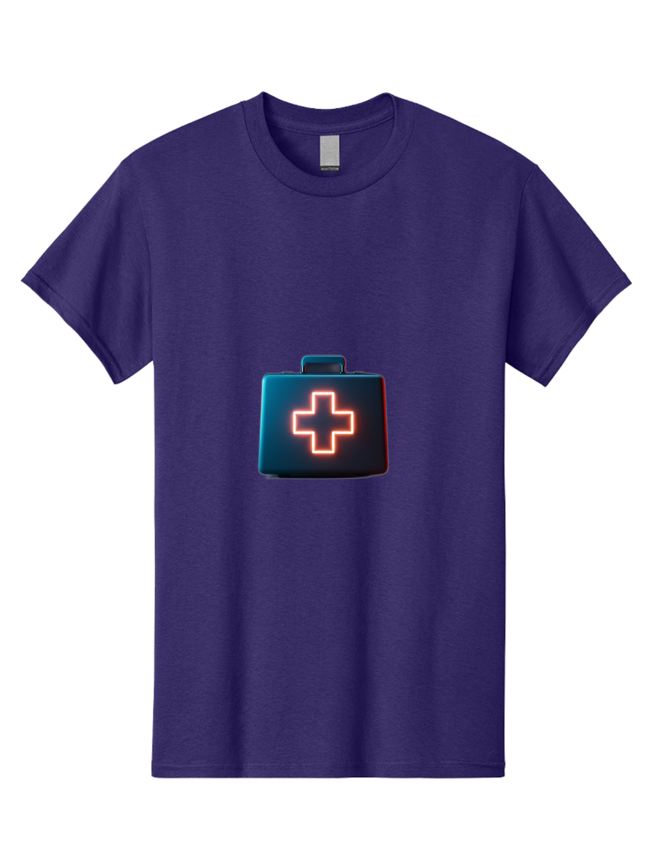 Aid-Kit Men'S Graphic Tee, 100% Cotton, Comfortable Casual Summer Wear, Machine Washable, Medical Kit, First Aid Box, Health Care, Emergency Response, Medical Cross, Neon Sign, 3D Rendering Baa126