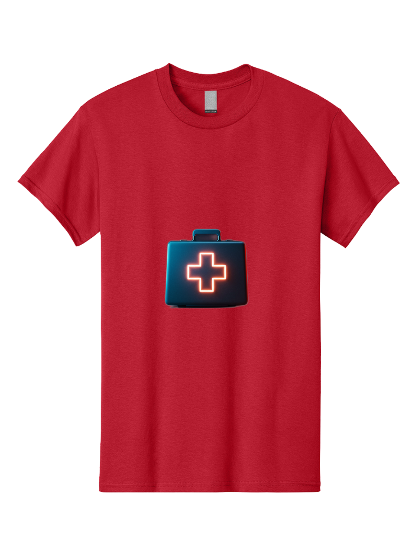 Aid-Kit Men'S Graphic Tee, 100% Cotton, Comfortable Casual Summer Wear, Machine Washable, Medical Kit, First Aid Box, Health Care, Emergency Response, Medical Cross, Neon Sign, 3D Rendering Baa126