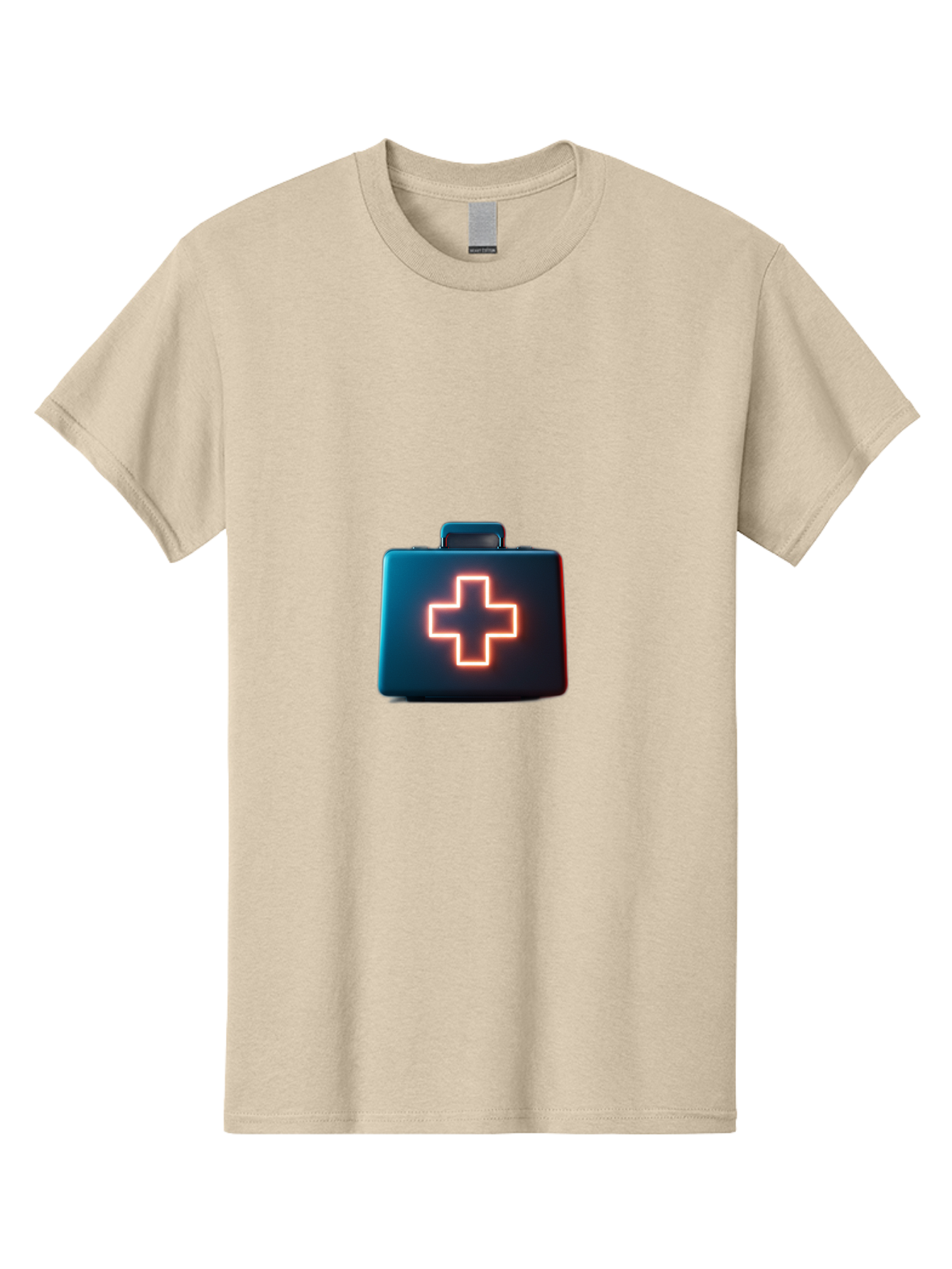 Aid-Kit Men'S Graphic Tee, 100% Cotton, Comfortable Casual Summer Wear, Machine Washable, Medical Kit, First Aid Box, Health Care, Emergency Response, Medical Cross, Neon Sign, 3D Rendering Baa126