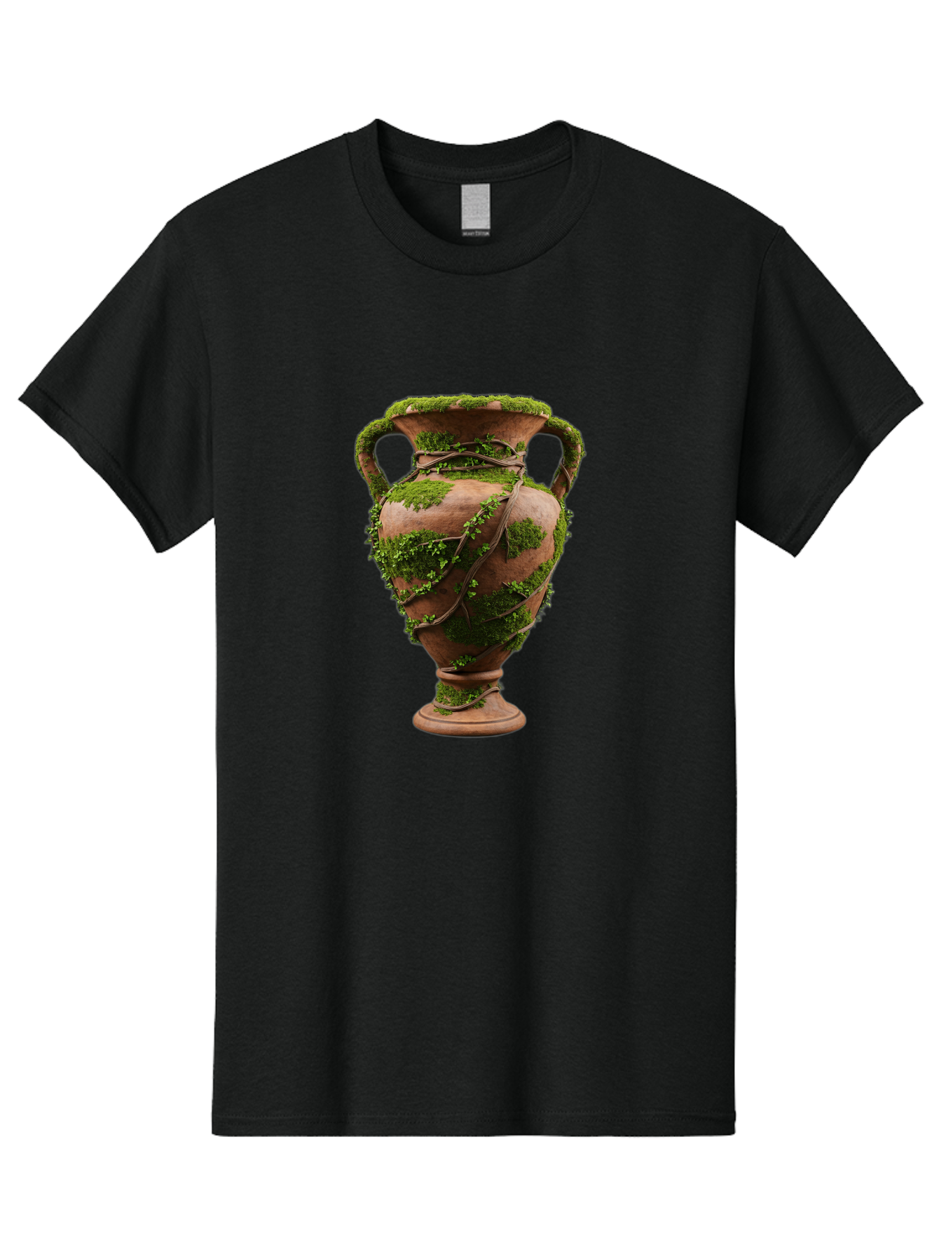 Amphora Men'S Graphic Tee, 100% Cotton, Comfortable Casual Summer Wear, Machine Washable, Moss And Vines, Terracotta Vase, Greenery, Rustic Charm, Natural Decor, Earthy Tones, Botanical Elements, Vintage Pottery, Eclectic Style Baa128