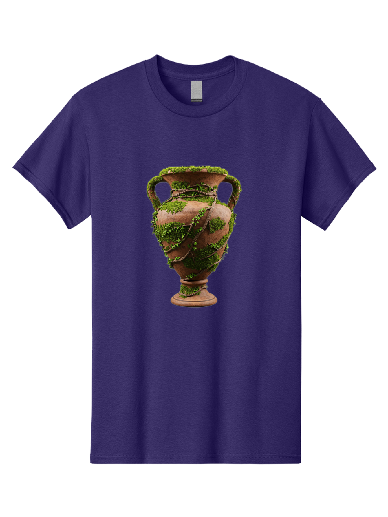 Amphora Men'S Graphic Tee, 100% Cotton, Comfortable Casual Summer Wear, Machine Washable, Moss And Vines, Terracotta Vase, Greenery, Rustic Charm, Natural Decor, Earthy Tones, Botanical Elements, Vintage Pottery, Eclectic Style Baa128