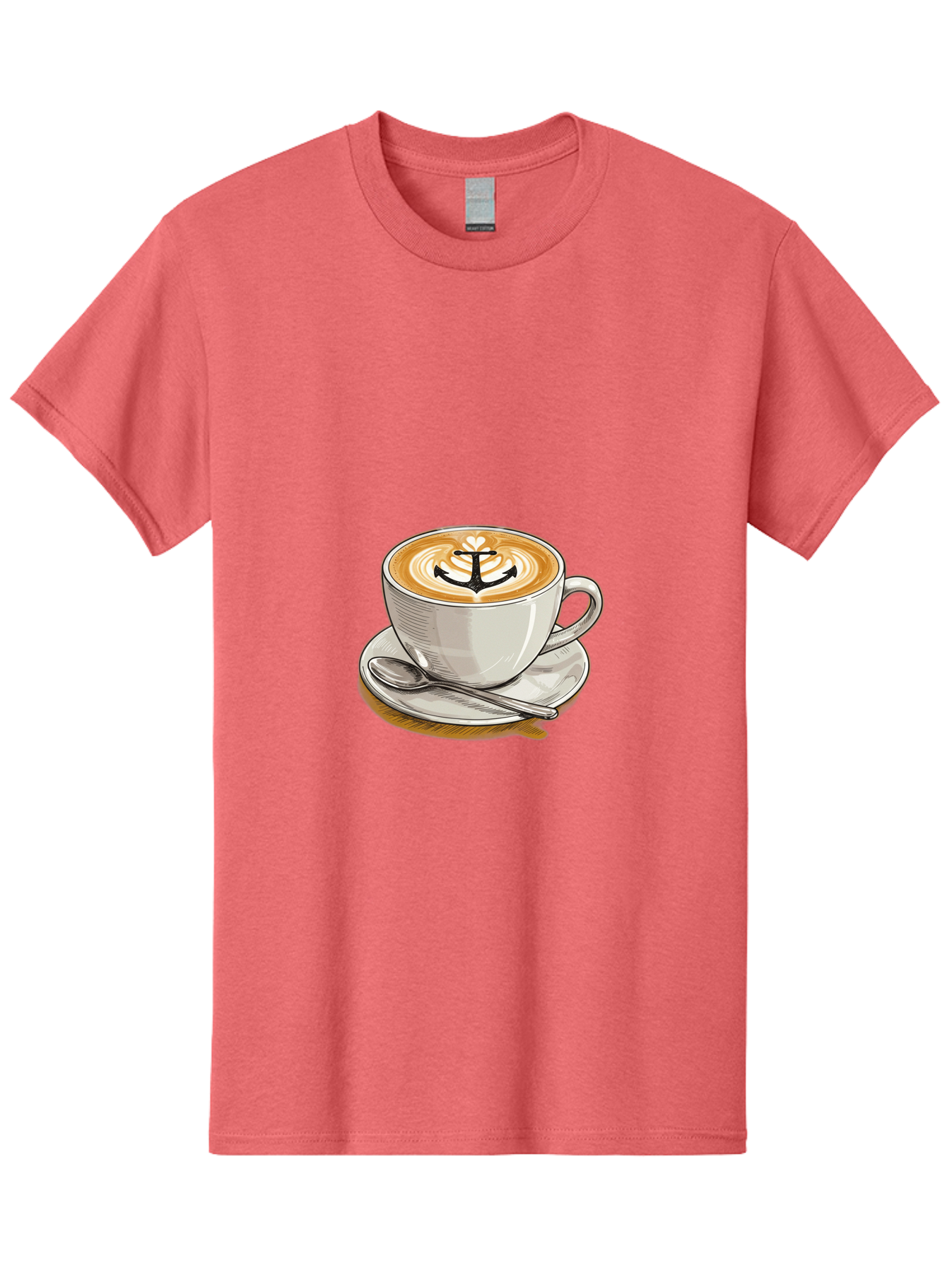Anchor-Coffee Men'S Graphic Tee, 100% Cotton, Comfortable Casual Summer Wear, Machine Washable, Latte Art, Coffee Cup, Coffee Design, Anchor Symbol, Coffee Culture, Artistic Coffee, Coffee Drink, Saucer And Spoon, Coffee Art Baa129