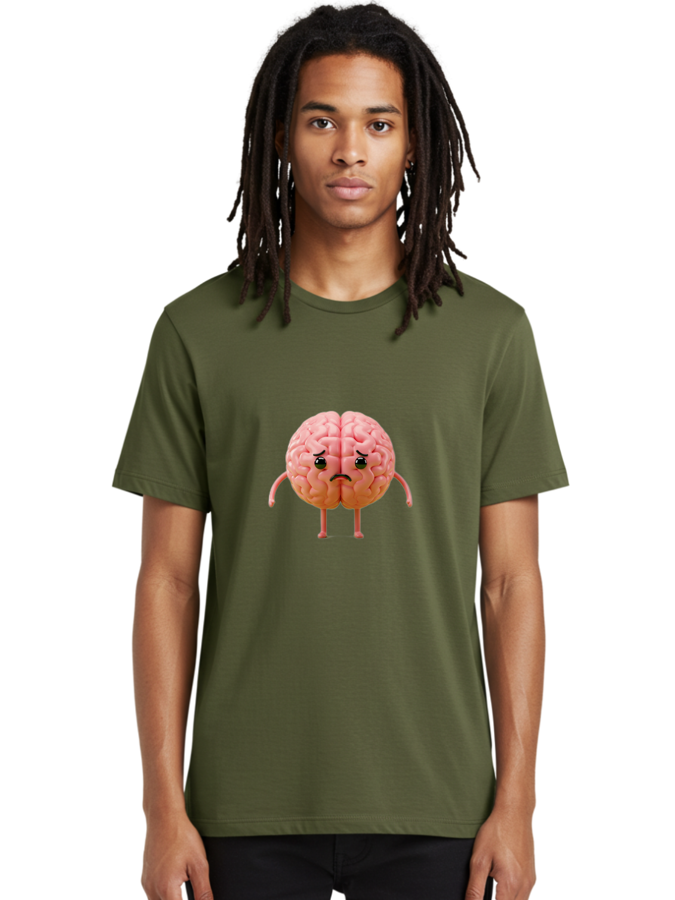 Angry-Brain-2 Men'S Graphic Tee, 100% Cotton, Comfortable Casual Summer Wear, Machine Washable, Cartoon Brain, Angry Face, Frustrated Expression, Anthropomorphic Character, Humorous Illustration, Brain With Attitude, Cognitive Humor, Baa131