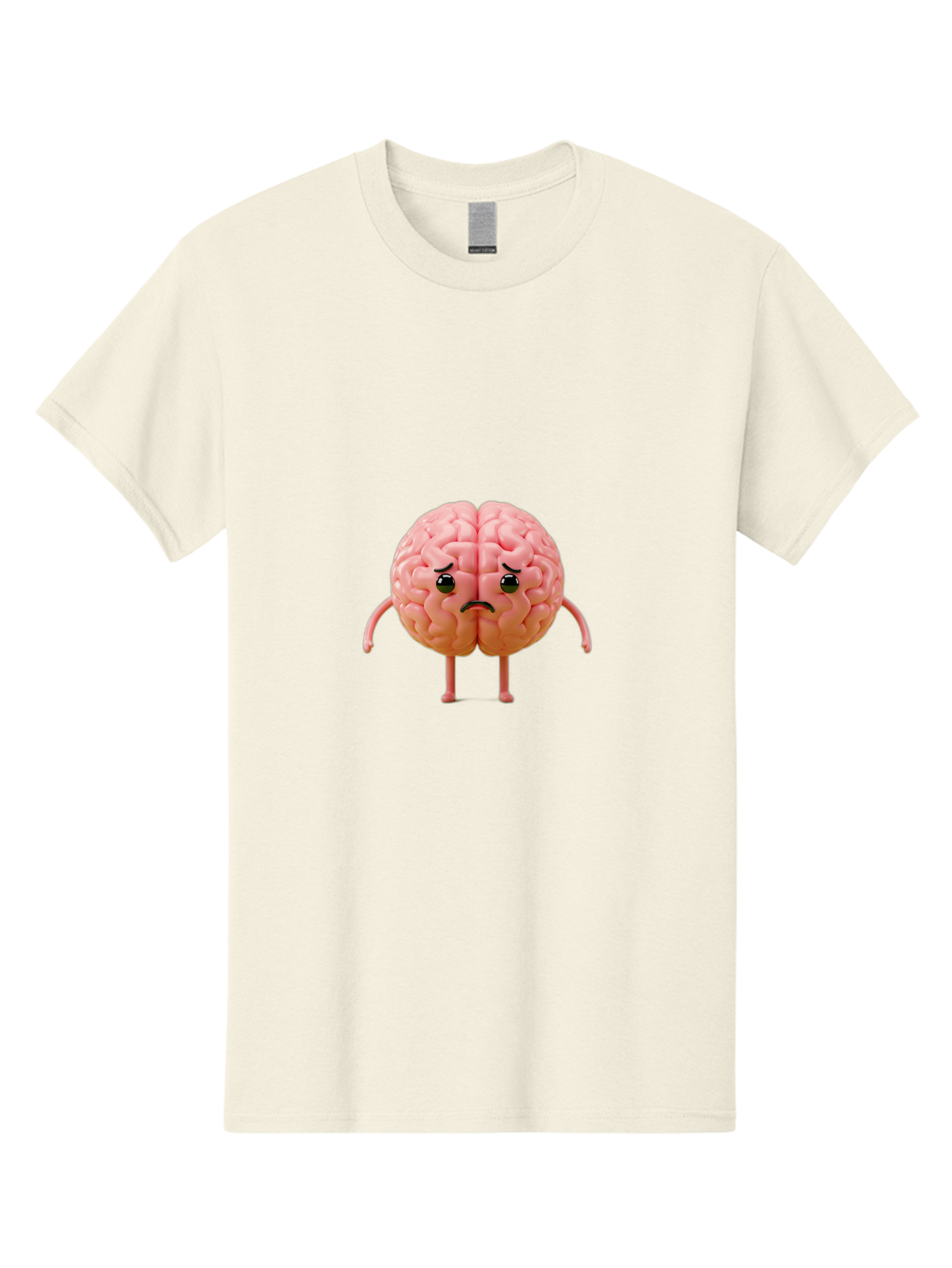 Angry-Brain-2 Men'S Graphic Tee, 100% Cotton, Comfortable Casual Summer Wear, Machine Washable, Cartoon Brain, Angry Face, Frustrated Expression, Anthropomorphic Character, Humorous Illustration, Brain With Attitude, Cognitive Humor, Baa131