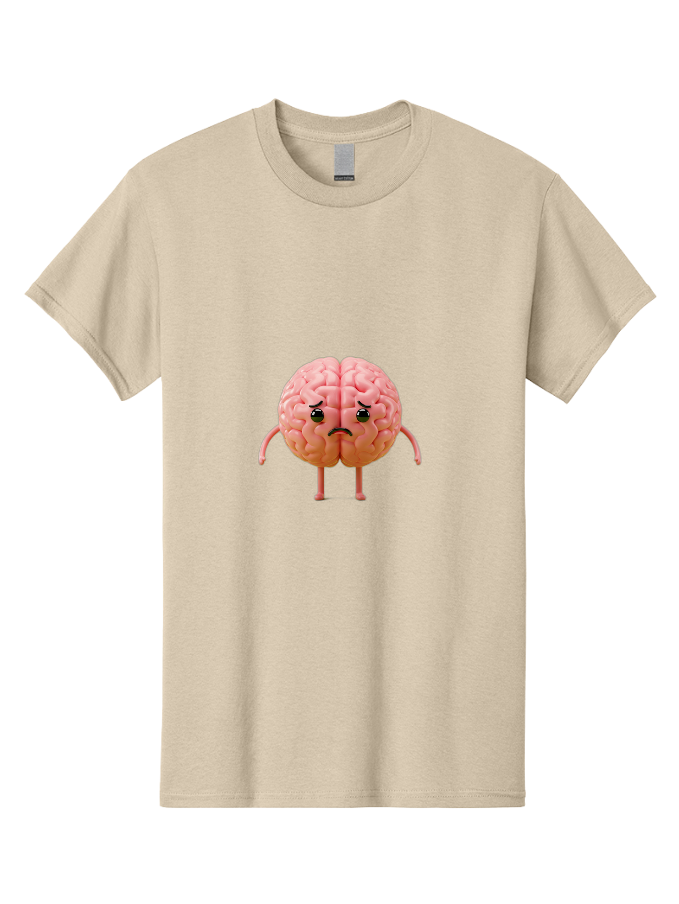 Angry-Brain-2 Men'S Graphic Tee, 100% Cotton, Comfortable Casual Summer Wear, Machine Washable, Cartoon Brain, Angry Face, Frustrated Expression, Anthropomorphic Character, Humorous Illustration, Brain With Attitude, Cognitive Humor, Baa131
