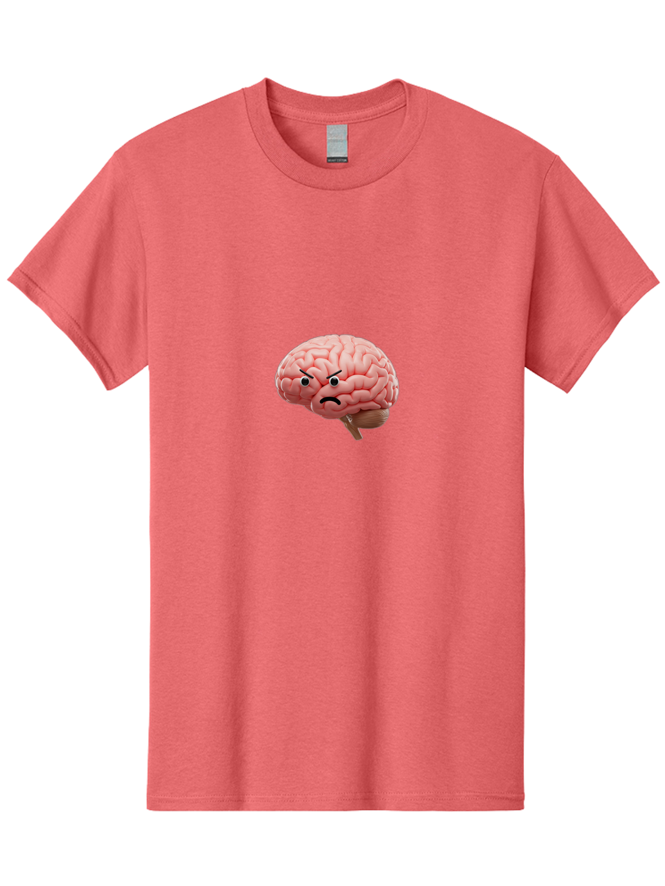 Angry-Brain Men'S Graphic Tee, 100% Cotton, Comfortable Casual Summer Wear, Machine Washable, Human Brain With Angry Face, Negative Emotions, Frustration, Cognitive Overload, Neuroscience, Mental Health, Brain Function, Emotional Intelligence Baa132