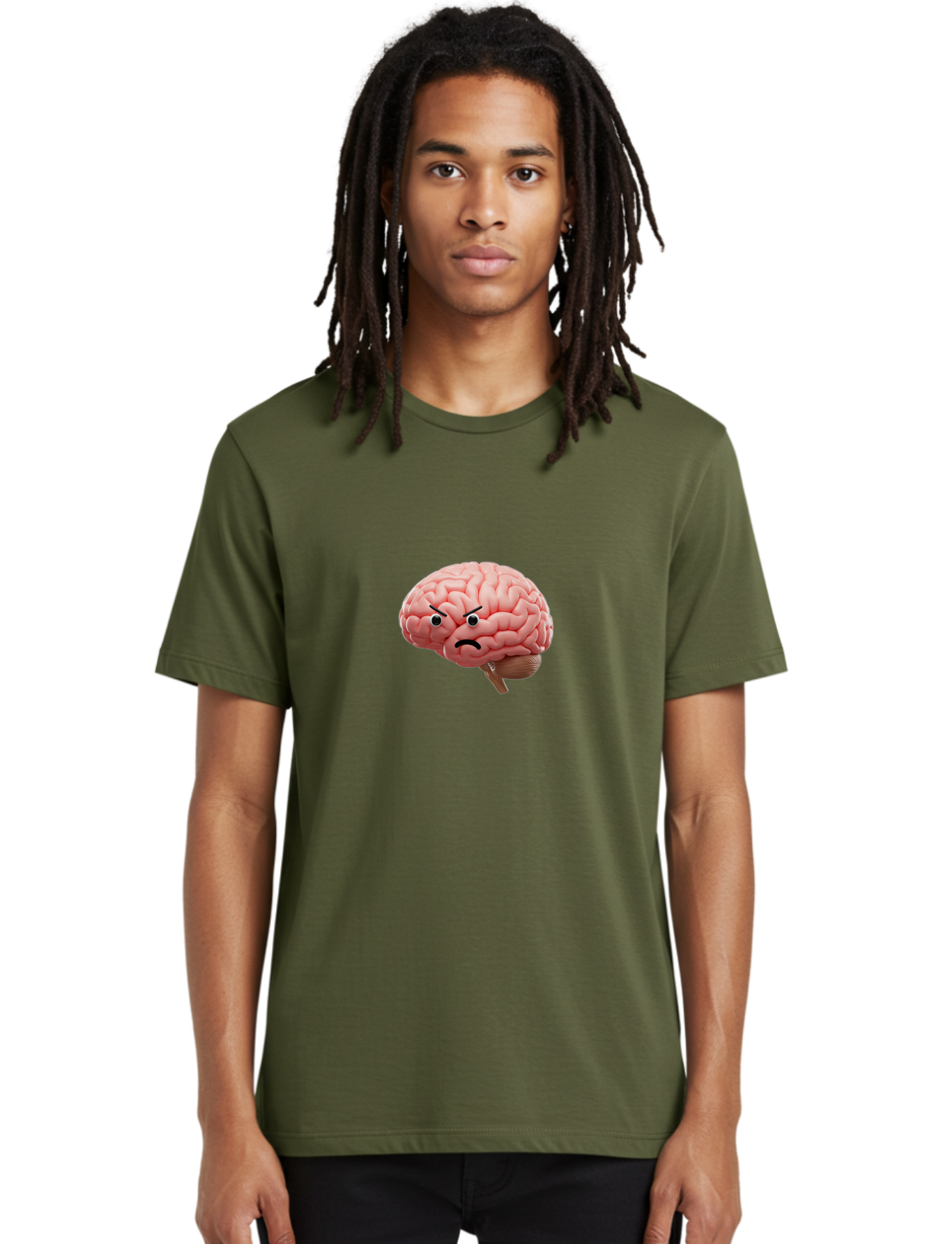 Angry-Brain Men'S Graphic Tee, 100% Cotton, Comfortable Casual Summer Wear, Machine Washable, Human Brain With Angry Face, Negative Emotions, Frustration, Cognitive Overload, Neuroscience, Mental Health, Brain Function, Emotional Intelligence Baa132