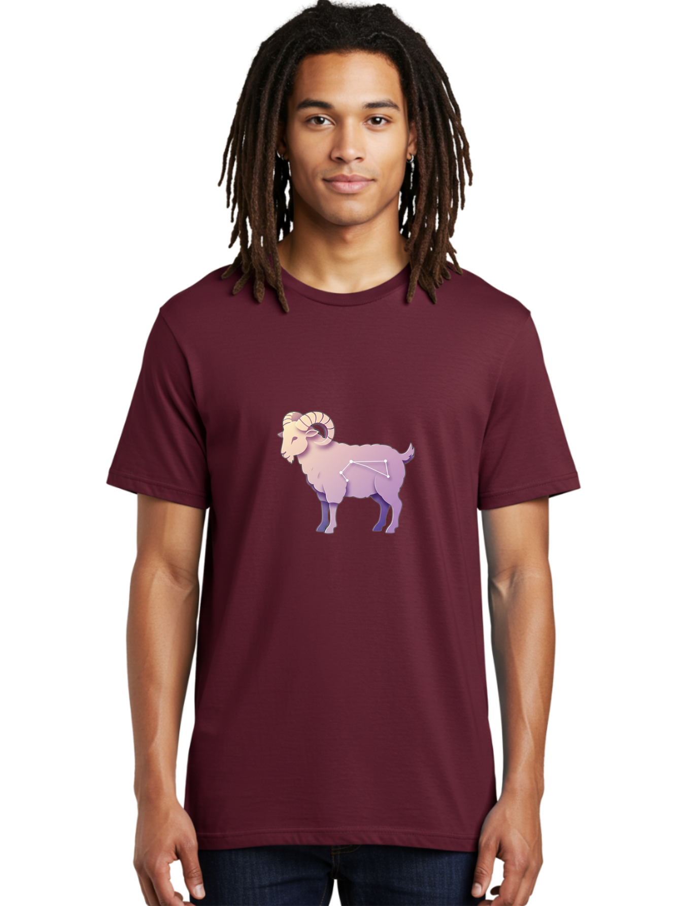 Aries-Constellation-Goat Men'S Graphic Tee, 100% Cotton, Comfortable Casual Summer Wear, Machine Washable, Ram Constellation, Aries Zodiac Sign, Goat Symbolism, Astrology Illustration, Horoscope Graphics, Constellation Diagram, Zodiac Artwork Baa138