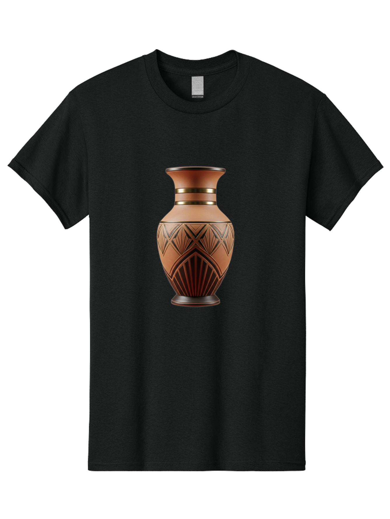 Art-Deco-Vase Men'S Graphic Tee, 100% Cotton, Comfortable Casual Summer Wear, Machine Washable, Copper Vase, Antique Vase, Decorative Vase, Geometric Patterns, Ornate Design, Vintage Decor, Luxury Home Decor, Elegant Interior Design, Baa139