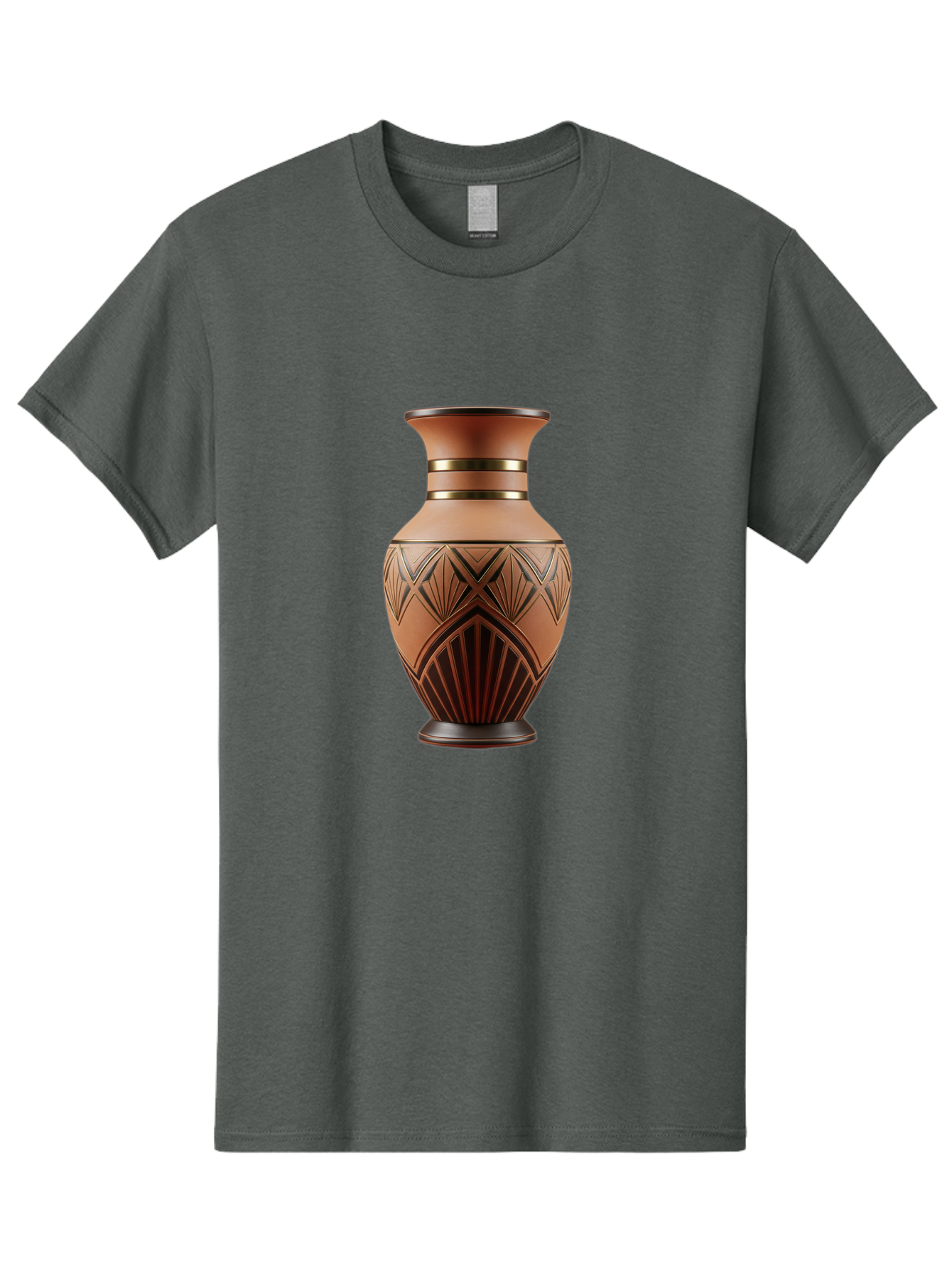 Art-Deco-Vase Men'S Graphic Tee, 100% Cotton, Comfortable Casual Summer Wear, Machine Washable, Copper Vase, Antique Vase, Decorative Vase, Geometric Patterns, Ornate Design, Vintage Decor, Luxury Home Decor, Elegant Interior Design, Baa139