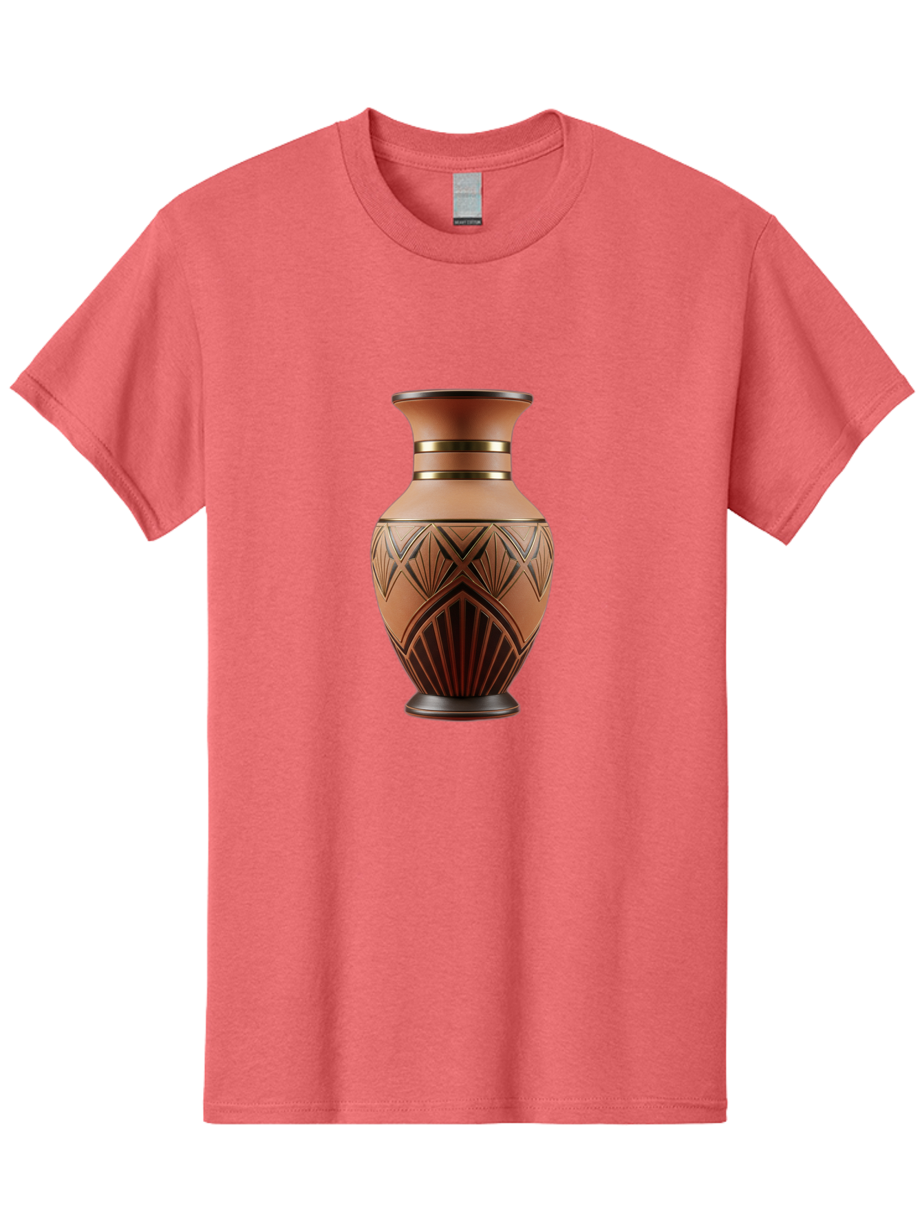 Art-Deco-Vase Men'S Graphic Tee, 100% Cotton, Comfortable Casual Summer Wear, Machine Washable, Copper Vase, Antique Vase, Decorative Vase, Geometric Patterns, Ornate Design, Vintage Decor, Luxury Home Decor, Elegant Interior Design, Baa139
