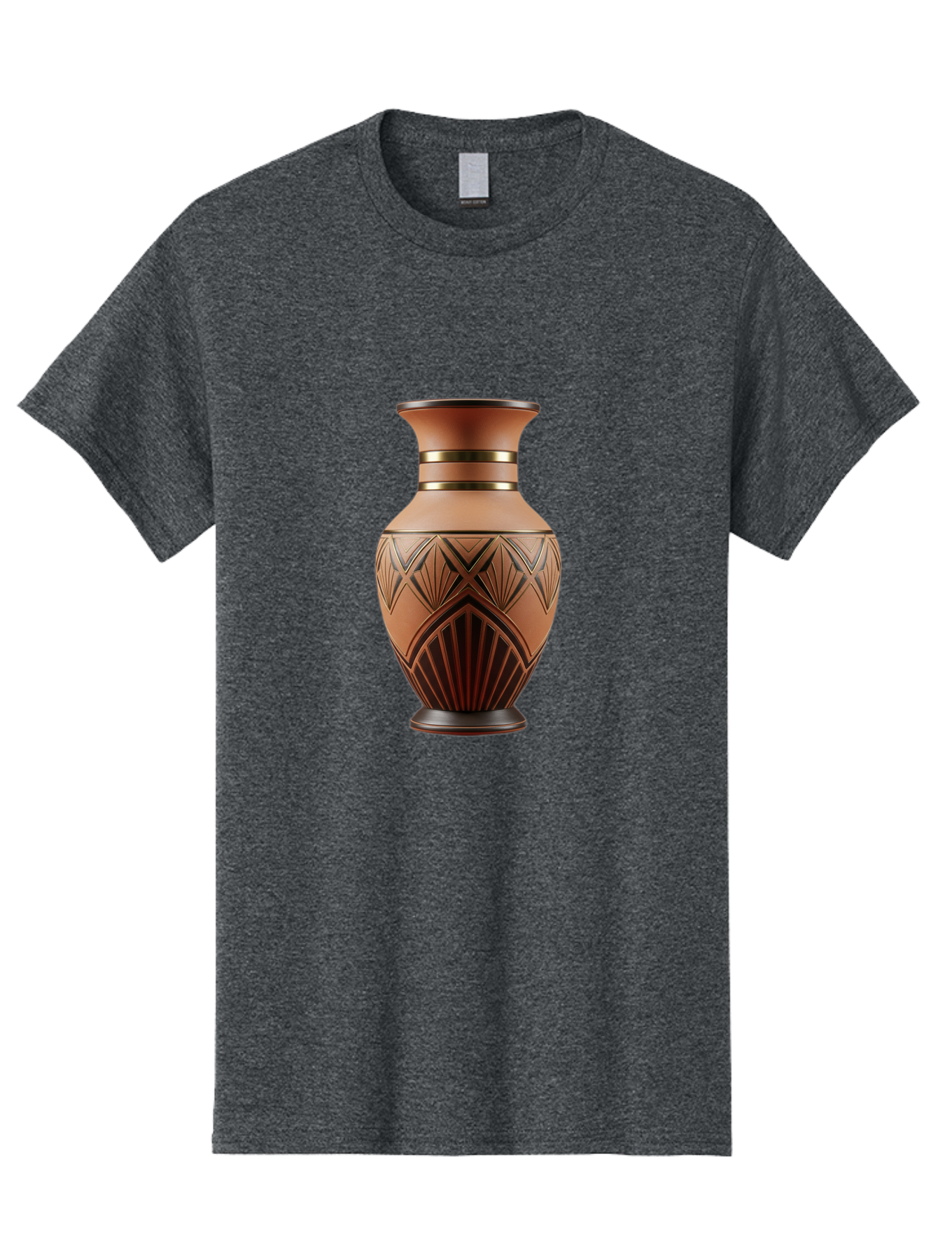 Art-Deco-Vase Men'S Graphic Tee, 100% Cotton, Comfortable Casual Summer Wear, Machine Washable, Copper Vase, Antique Vase, Decorative Vase, Geometric Patterns, Ornate Design, Vintage Decor, Luxury Home Decor, Elegant Interior Design, Baa139