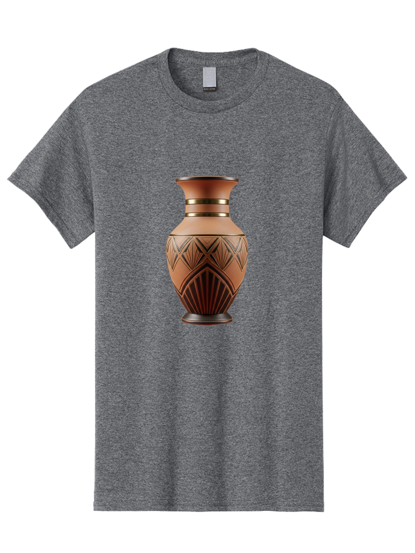 Art-Deco-Vase Men'S Graphic Tee, 100% Cotton, Comfortable Casual Summer Wear, Machine Washable, Copper Vase, Antique Vase, Decorative Vase, Geometric Patterns, Ornate Design, Vintage Decor, Luxury Home Decor, Elegant Interior Design, Baa139