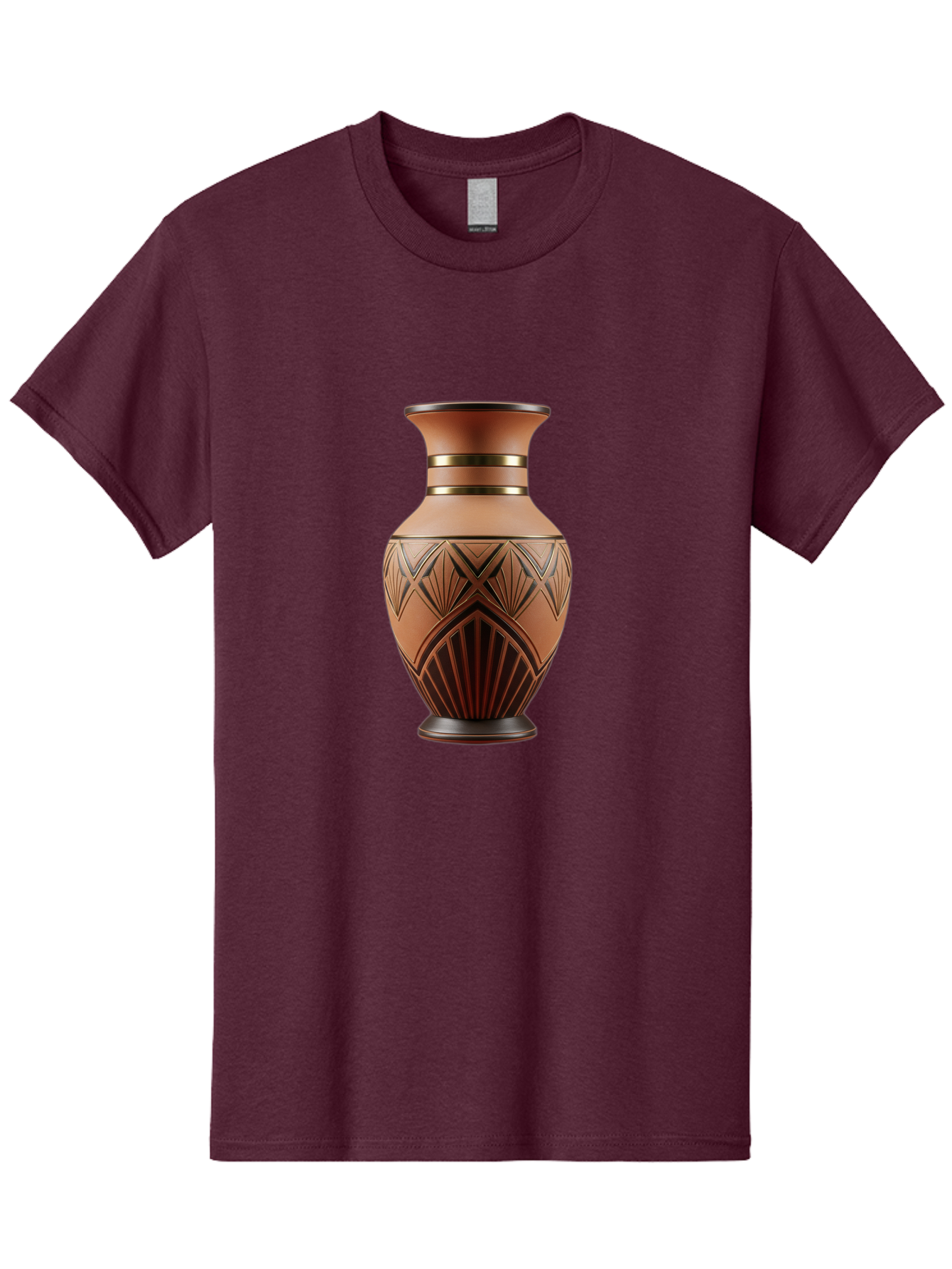 Art-Deco-Vase Men'S Graphic Tee, 100% Cotton, Comfortable Casual Summer Wear, Machine Washable, Copper Vase, Antique Vase, Decorative Vase, Geometric Patterns, Ornate Design, Vintage Decor, Luxury Home Decor, Elegant Interior Design, Baa139