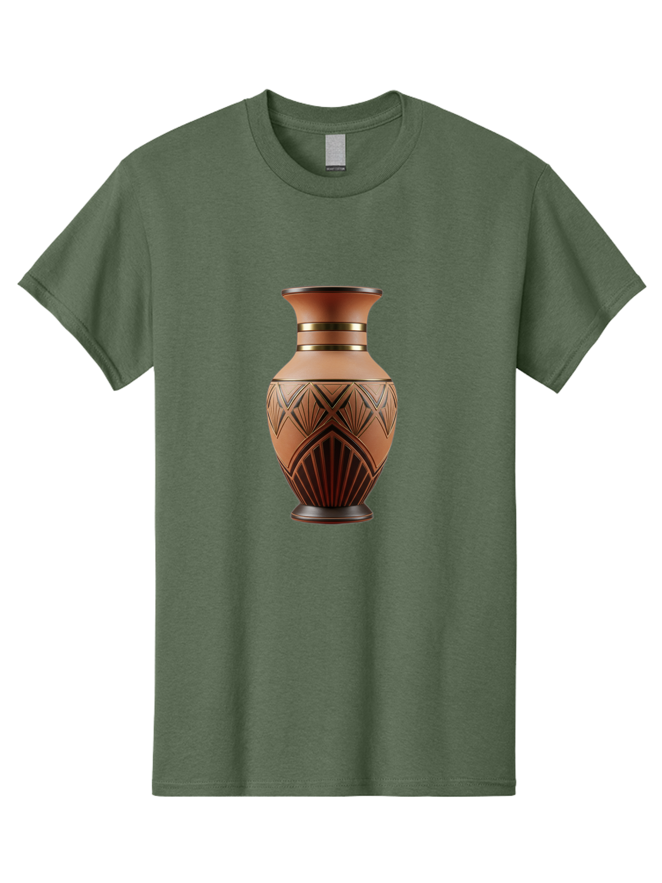 Art-Deco-Vase Men'S Graphic Tee, 100% Cotton, Comfortable Casual Summer Wear, Machine Washable, Copper Vase, Antique Vase, Decorative Vase, Geometric Patterns, Ornate Design, Vintage Decor, Luxury Home Decor, Elegant Interior Design, Baa139
