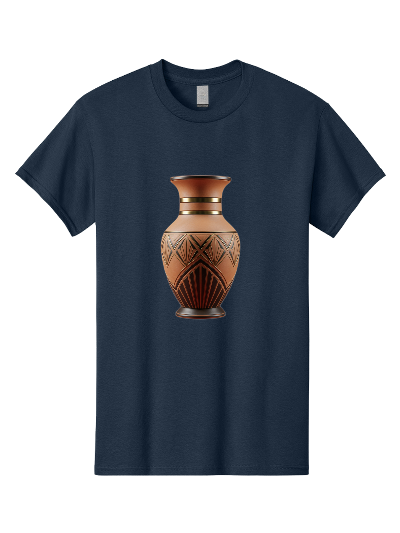 Art-Deco-Vase Men'S Graphic Tee, 100% Cotton, Comfortable Casual Summer Wear, Machine Washable, Copper Vase, Antique Vase, Decorative Vase, Geometric Patterns, Ornate Design, Vintage Decor, Luxury Home Decor, Elegant Interior Design, Baa139
