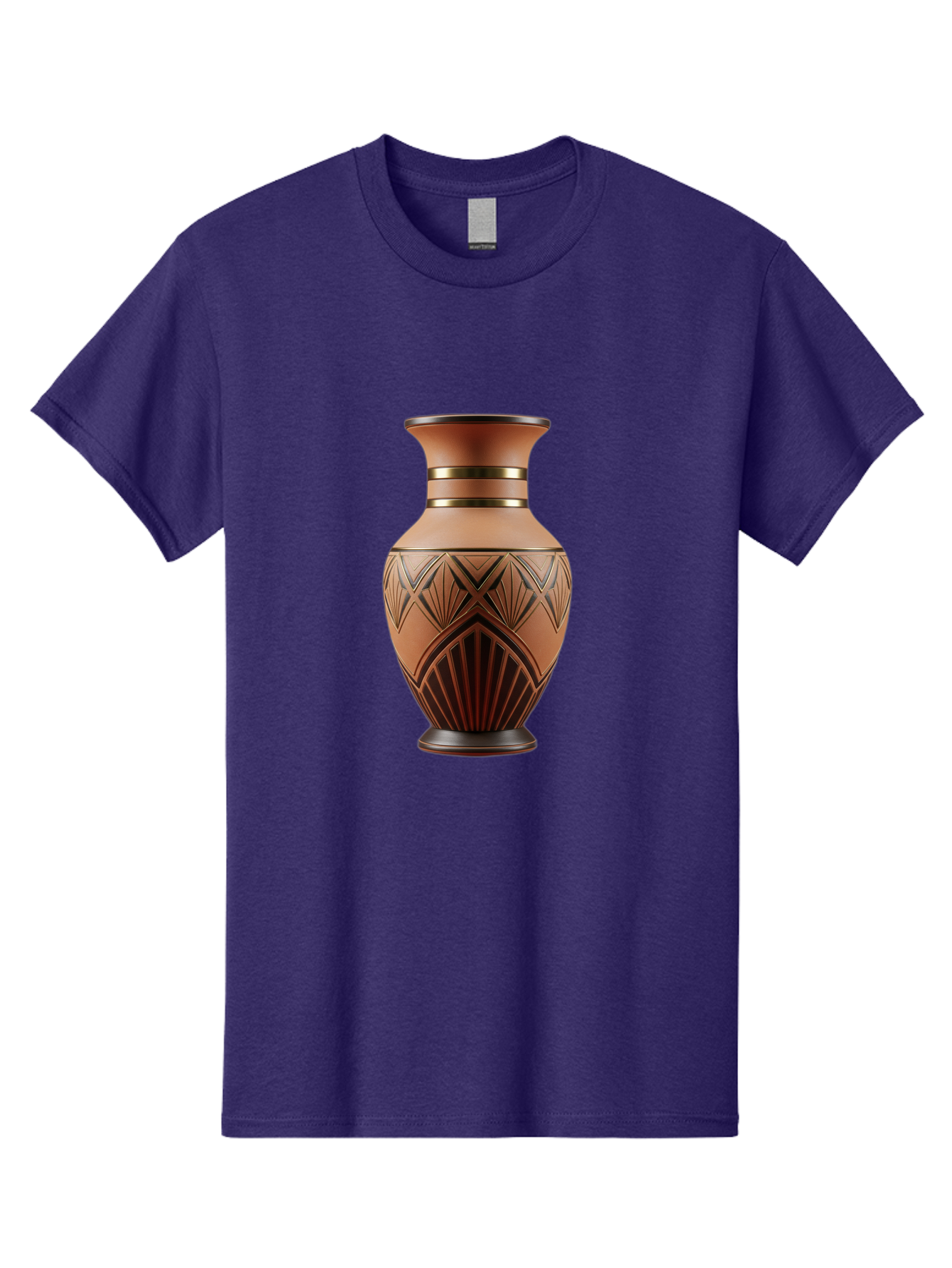 Art-Deco-Vase Men'S Graphic Tee, 100% Cotton, Comfortable Casual Summer Wear, Machine Washable, Copper Vase, Antique Vase, Decorative Vase, Geometric Patterns, Ornate Design, Vintage Decor, Luxury Home Decor, Elegant Interior Design, Baa139
