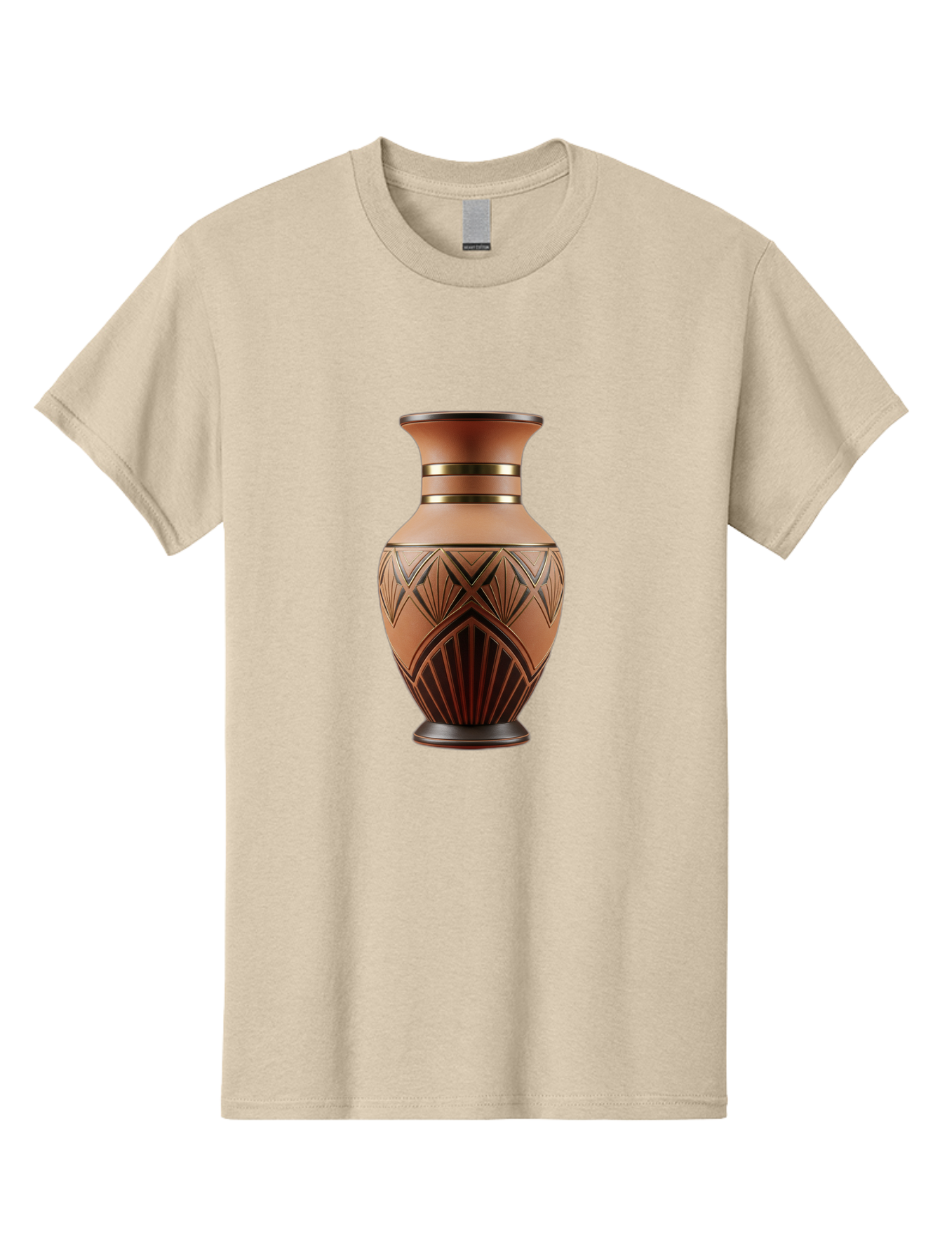 Art-Deco-Vase Men'S Graphic Tee, 100% Cotton, Comfortable Casual Summer Wear, Machine Washable, Copper Vase, Antique Vase, Decorative Vase, Geometric Patterns, Ornate Design, Vintage Decor, Luxury Home Decor, Elegant Interior Design, Baa139