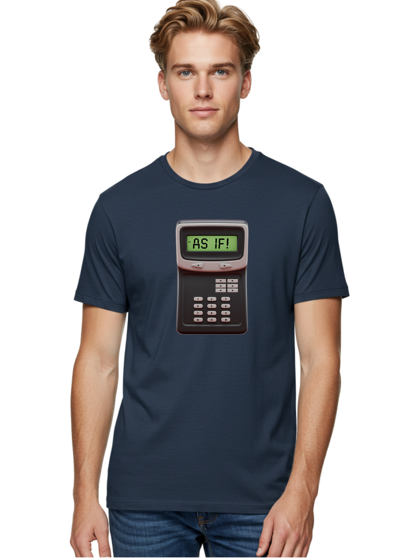 As-If-Calculator Men'S Graphic Tee, 100% Cotton, Comfortable Casual Summer Wear, Machine Washable, Vintage Calculator, Retro Tech, As If! Message, Funny Quote, Nostalgic Design, Old School Electronics, Humor, Sass, Meme Inspiration Baa142