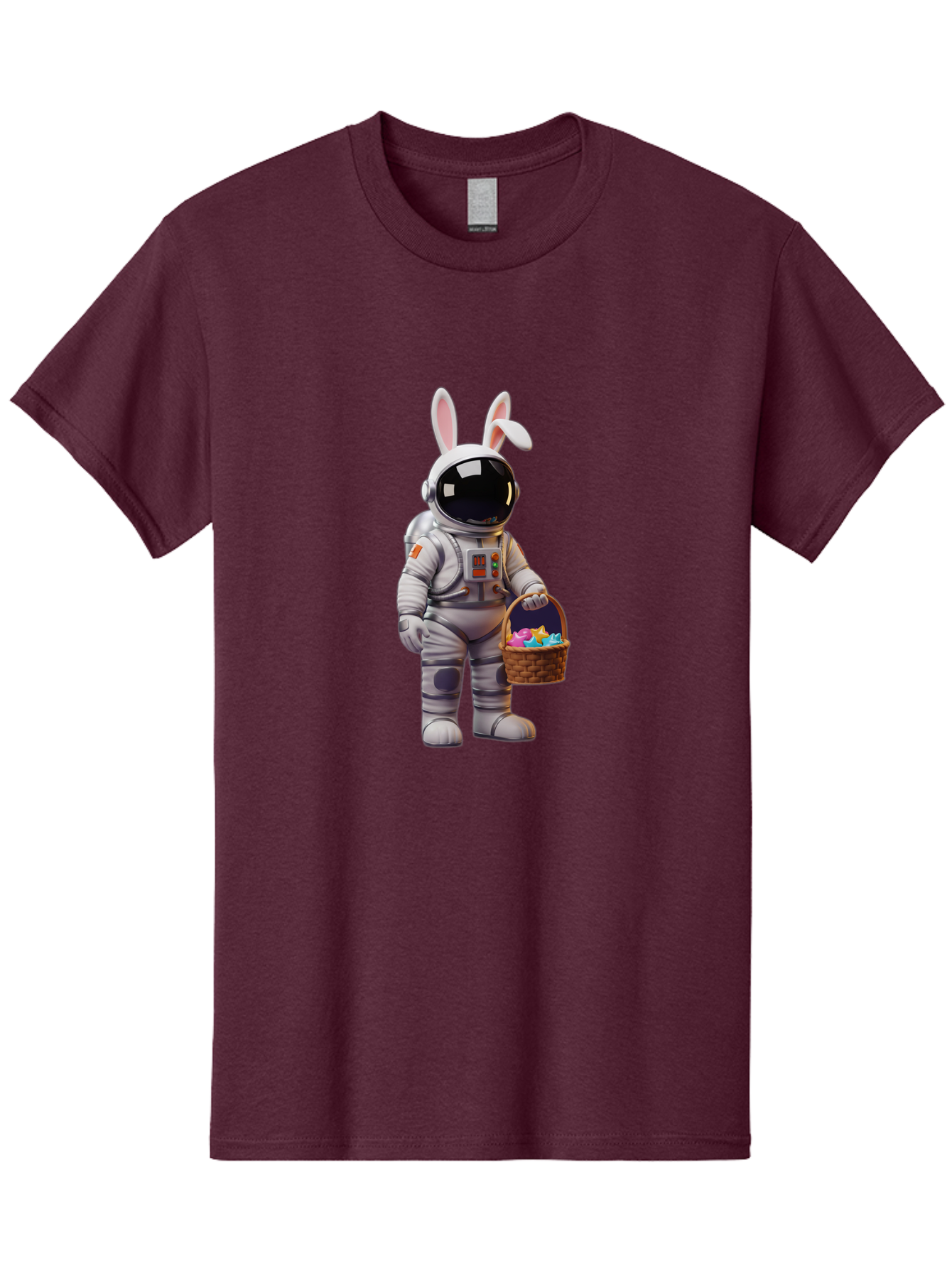 Astronaut-Bunny Men'S Graphic Tee, 100% Cotton, Comfortable Casual Summer Wear, Machine Washable, Astronaut With Bunny Ears, Space Suit, Easter Basket, Colorful Eggs, Digital Art, Futuristic, Holiday, Quirky, Easter Eggs, Festive Atmosphere, Baa143