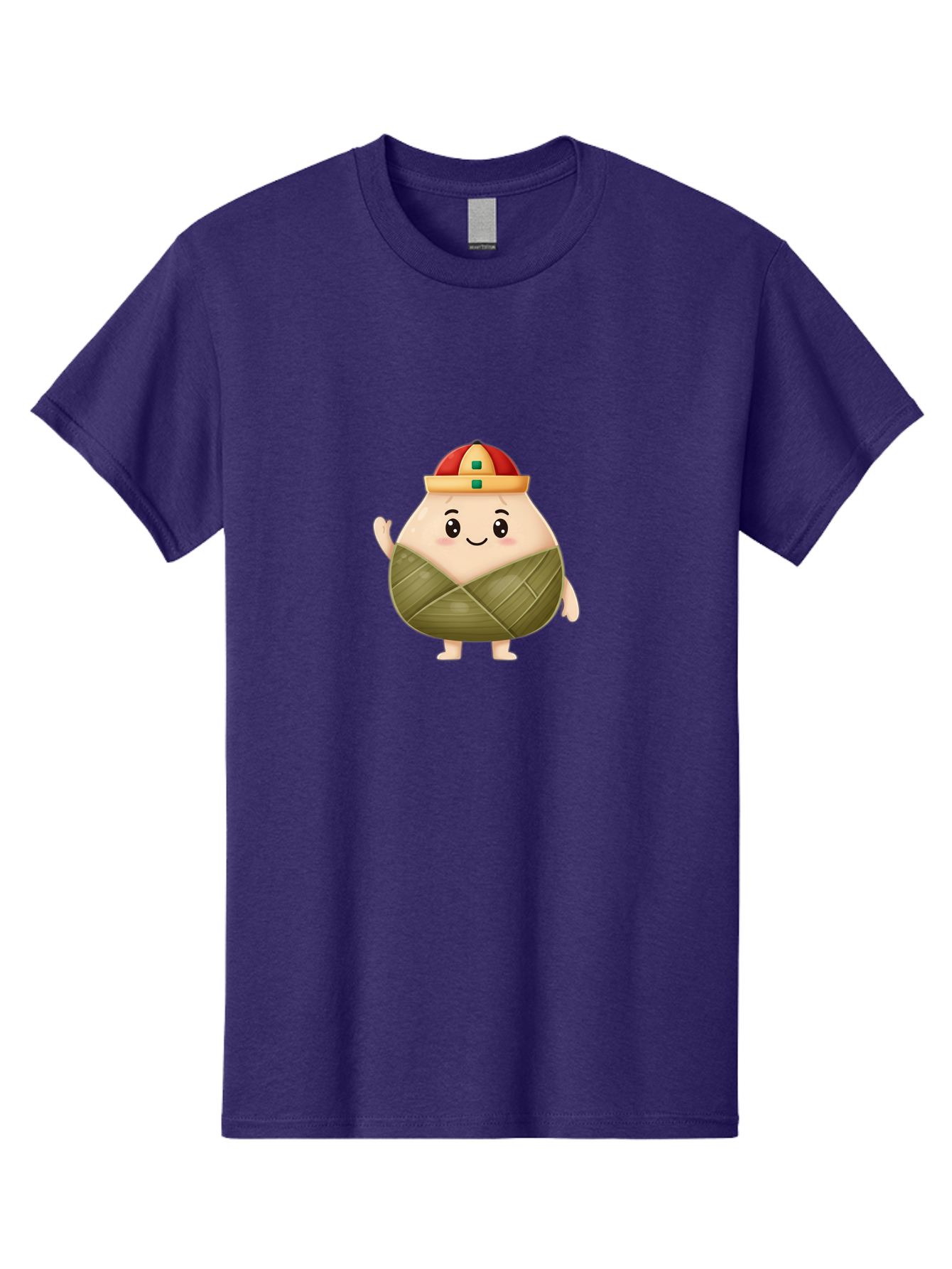 Bak-Chang Men'S Graphic Tee, 100% Cotton, Comfortable Casual Summer Wear, Machine Washable, Zongzi Cartoon Character, Dumpling Wrapped In Leaves, Chinese Traditional Food, Kawaii Illustration, Smiling Dumpling, Cute Mascot, Festive Hat, Baa145