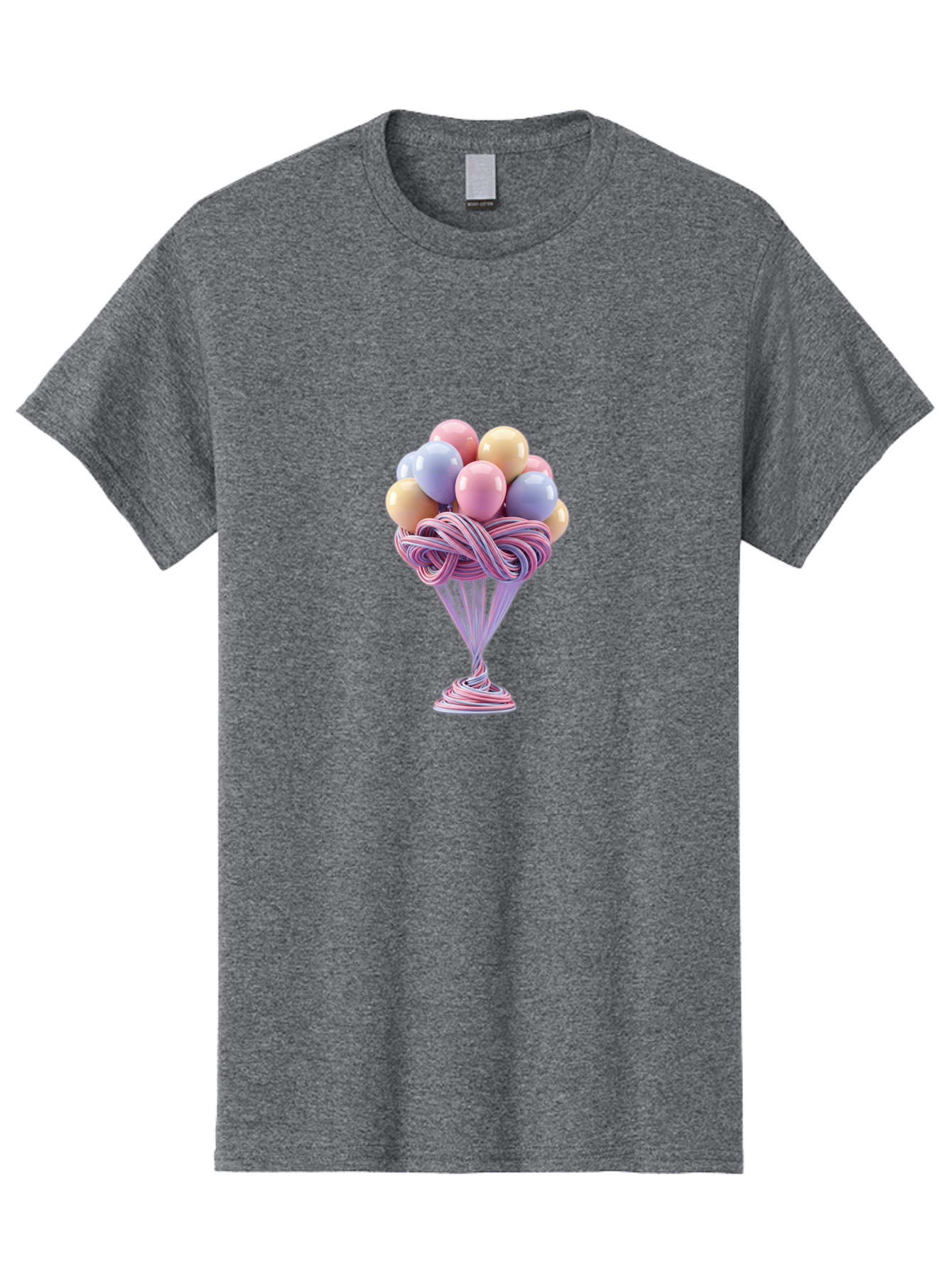 Balloons-In-Funnel Men'S Graphic Tee, 100% Cotton, Comfortable Casual Summer Wear, Machine Washable, Pastel Balloons, Colorful Balloons, Balloons In Glass, Twisted Ribbons, Festive Decoration, Party Decor, Celebratory Balloons, Vibrant Colors Baa146