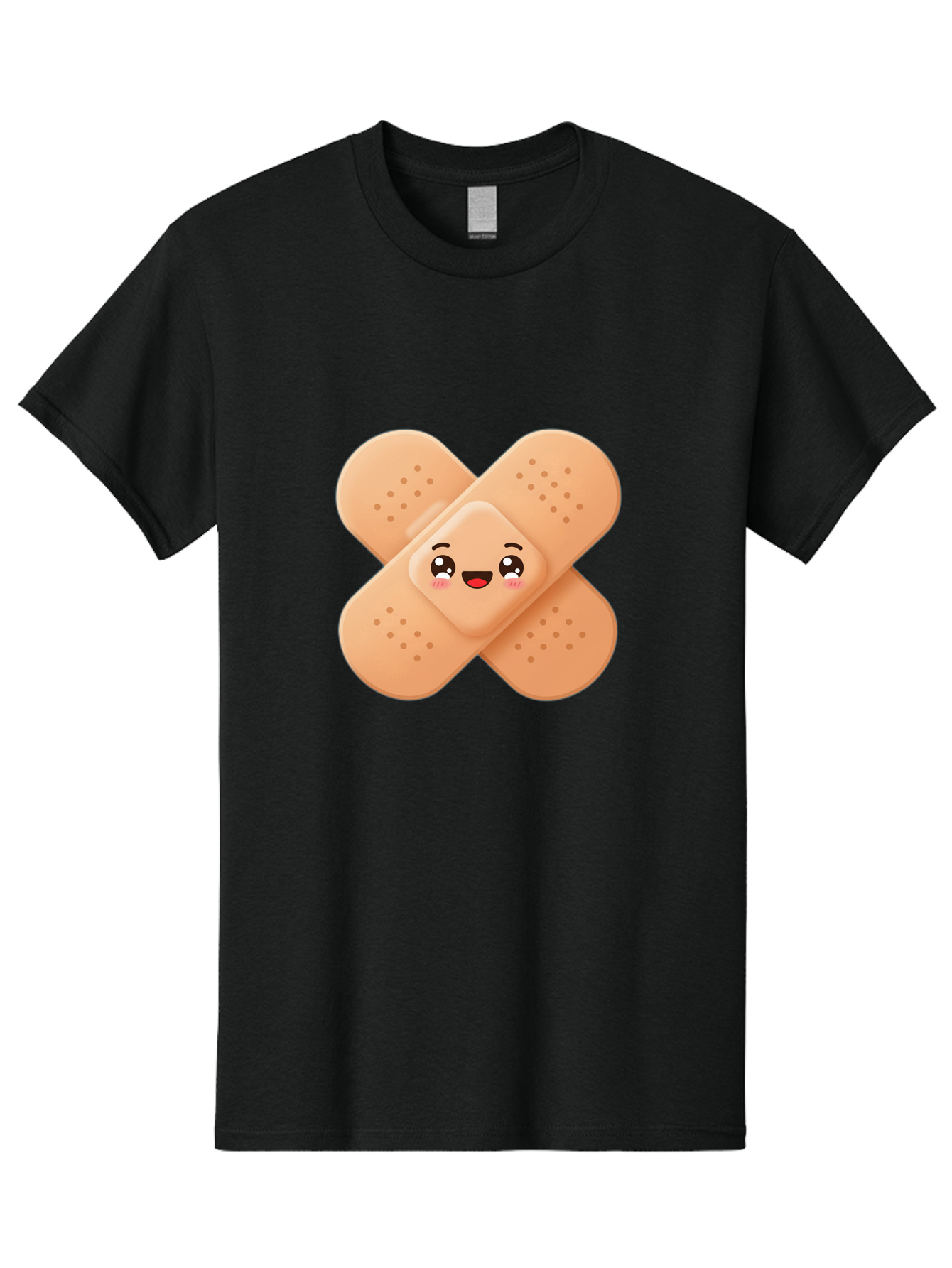 Band-Aid-Cartoon Men'S Graphic Tee, 100% Cotton, Comfortable Casual Summer Wear, Machine Washable, Band-Aid With Face, Cartoon Character, Cute Emoji, Smiling Face, First Aid Kit, Wound Care, Medical Symbol, Adhesive Bandage Baa149