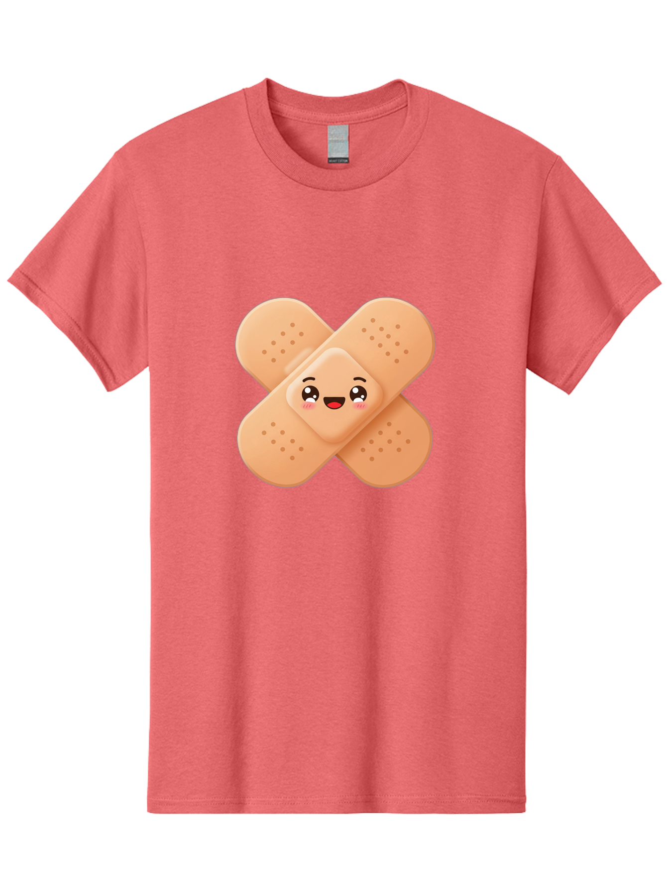 Band-Aid-Cartoon Men'S Graphic Tee, 100% Cotton, Comfortable Casual Summer Wear, Machine Washable, Band-Aid With Face, Cartoon Character, Cute Emoji, Smiling Face, First Aid Kit, Wound Care, Medical Symbol, Adhesive Bandage Baa149