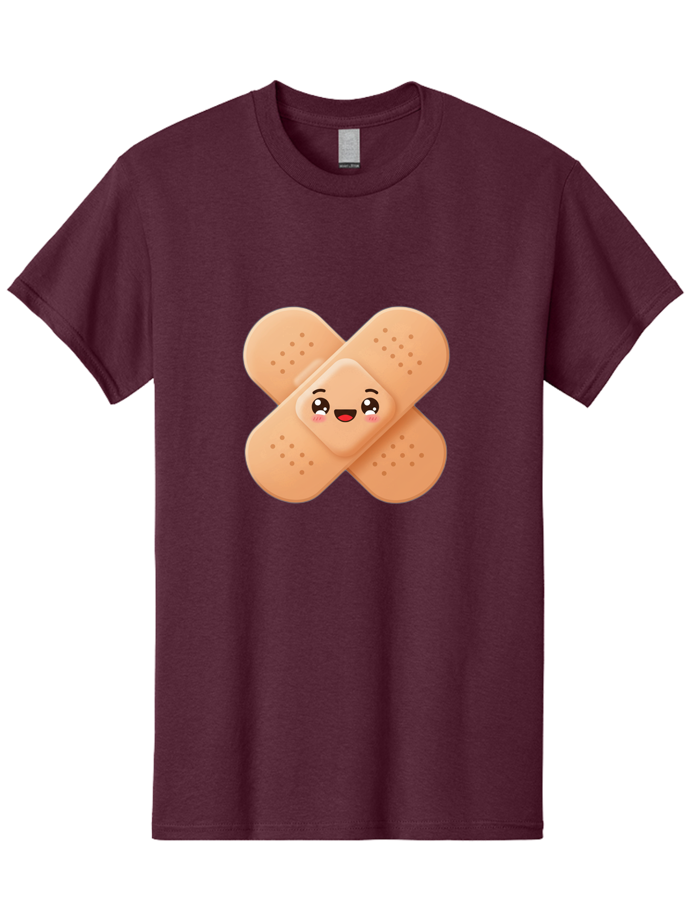 Band-Aid-Cartoon Men'S Graphic Tee, 100% Cotton, Comfortable Casual Summer Wear, Machine Washable, Band-Aid With Face, Cartoon Character, Cute Emoji, Smiling Face, First Aid Kit, Wound Care, Medical Symbol, Adhesive Bandage Baa149