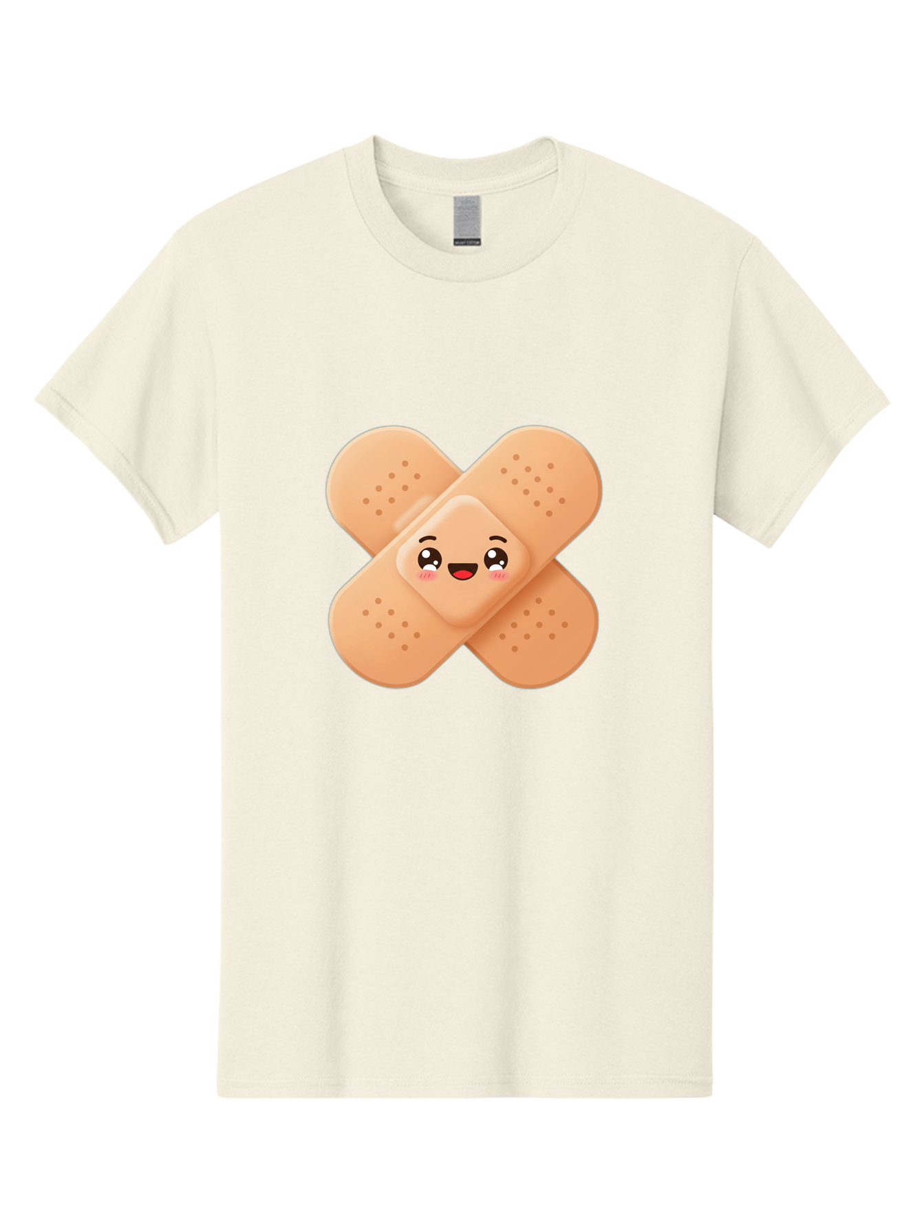 Band-Aid-Cartoon Men'S Graphic Tee, 100% Cotton, Comfortable Casual Summer Wear, Machine Washable, Band-Aid With Face, Cartoon Character, Cute Emoji, Smiling Face, First Aid Kit, Wound Care, Medical Symbol, Adhesive Bandage Baa149