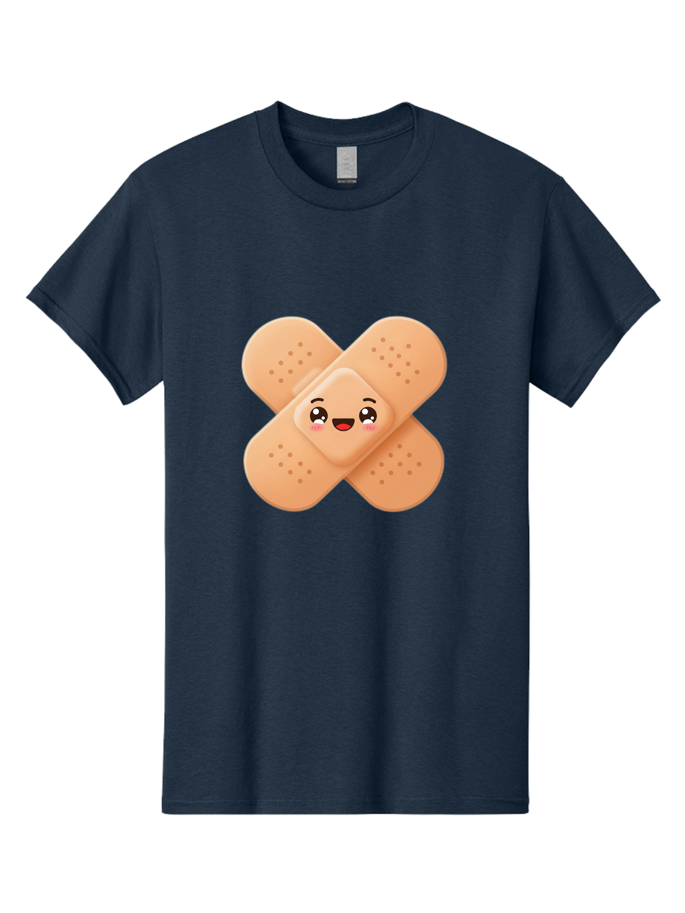 Band-Aid-Cartoon Men'S Graphic Tee, 100% Cotton, Comfortable Casual Summer Wear, Machine Washable, Band-Aid With Face, Cartoon Character, Cute Emoji, Smiling Face, First Aid Kit, Wound Care, Medical Symbol, Adhesive Bandage Baa149