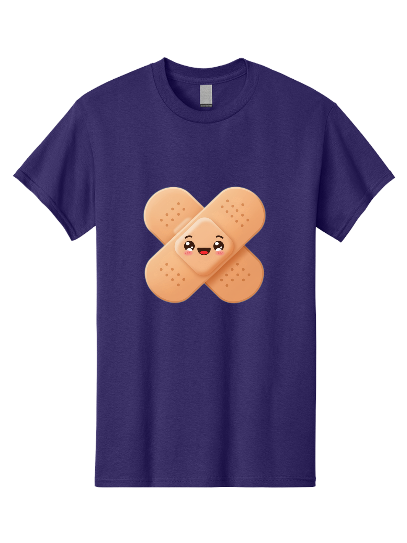 Band-Aid-Cartoon Men'S Graphic Tee, 100% Cotton, Comfortable Casual Summer Wear, Machine Washable, Band-Aid With Face, Cartoon Character, Cute Emoji, Smiling Face, First Aid Kit, Wound Care, Medical Symbol, Adhesive Bandage Baa149