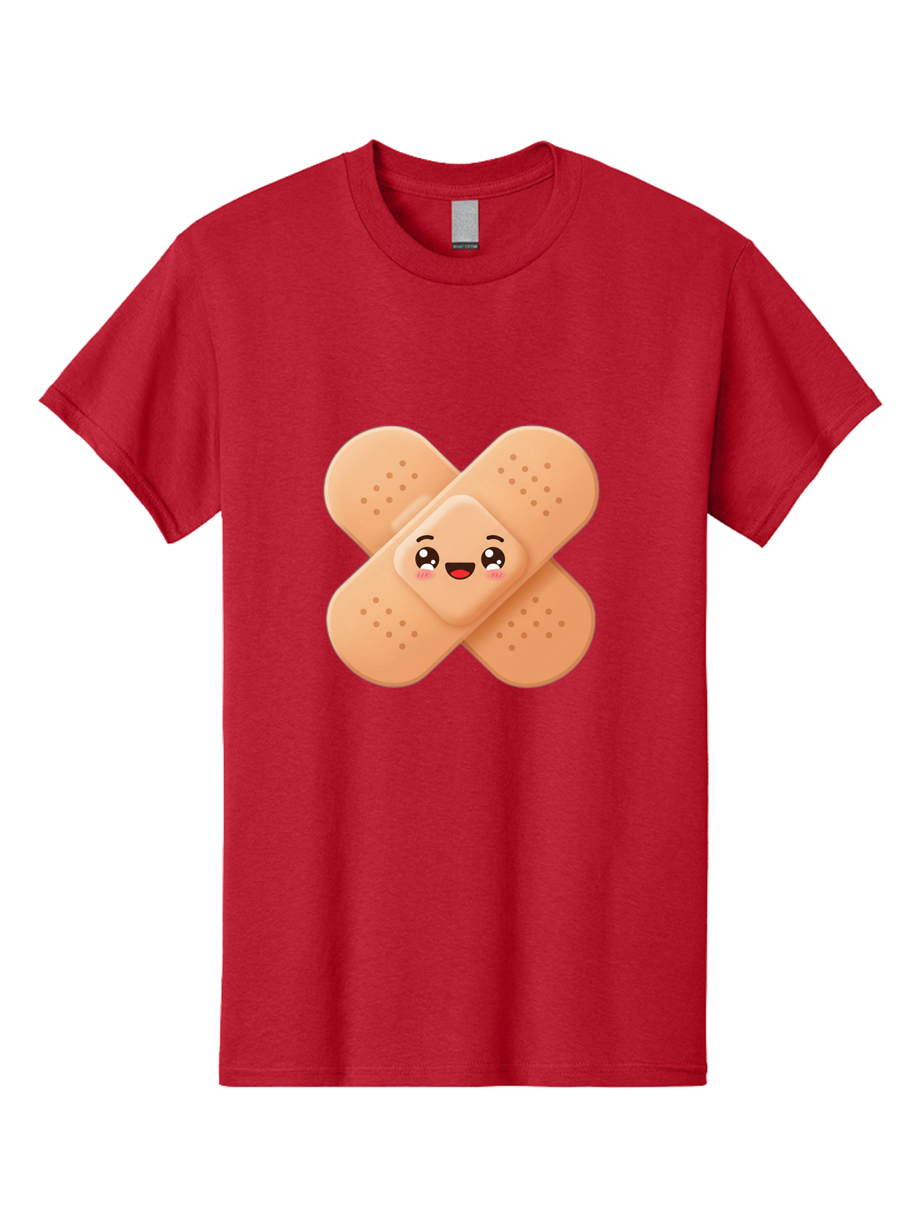 Band-Aid-Cartoon Men'S Graphic Tee, 100% Cotton, Comfortable Casual Summer Wear, Machine Washable, Band-Aid With Face, Cartoon Character, Cute Emoji, Smiling Face, First Aid Kit, Wound Care, Medical Symbol, Adhesive Bandage Baa149