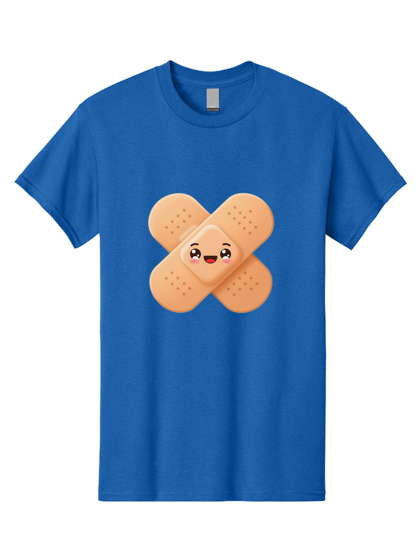 Band-Aid-Cartoon Men'S Graphic Tee, 100% Cotton, Comfortable Casual Summer Wear, Machine Washable, Band-Aid With Face, Cartoon Character, Cute Emoji, Smiling Face, First Aid Kit, Wound Care, Medical Symbol, Adhesive Bandage Baa149