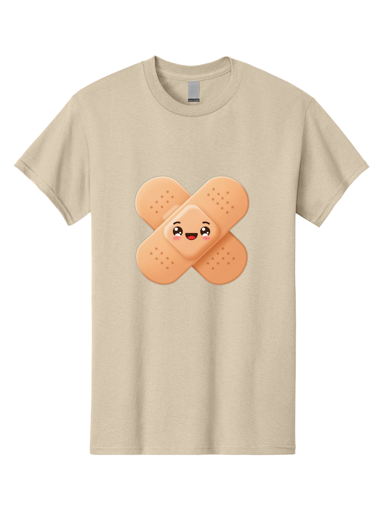 Band-Aid-Cartoon Men'S Graphic Tee, 100% Cotton, Comfortable Casual Summer Wear, Machine Washable, Band-Aid With Face, Cartoon Character, Cute Emoji, Smiling Face, First Aid Kit, Wound Care, Medical Symbol, Adhesive Bandage Baa149