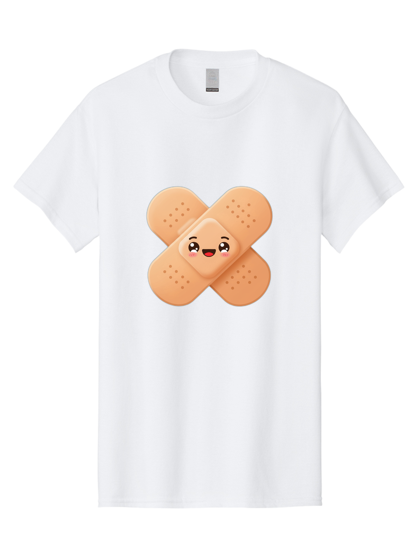 Band-Aid-Cartoon Men'S Graphic Tee, 100% Cotton, Comfortable Casual Summer Wear, Machine Washable, Band-Aid With Face, Cartoon Character, Cute Emoji, Smiling Face, First Aid Kit, Wound Care, Medical Symbol, Adhesive Bandage Baa149