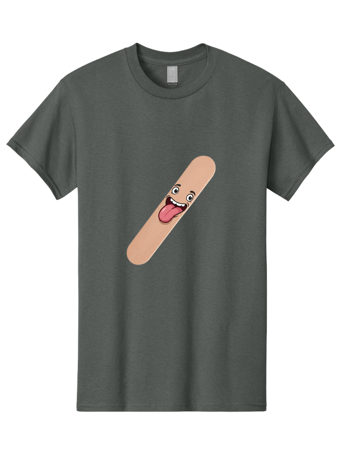 Bandage-Stick Men'S Graphic Tee, 100% Cotton, Comfortable Casual Summer Wear, Machine Washable, Cartoon Band-Aid, Funny Facial Expression, Tongue Out, Playful Character, Medical Humor, Quirky Illustration, Humorous Design Baa150