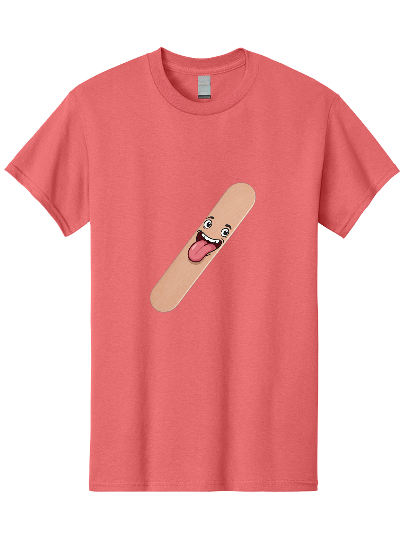 Bandage-Stick Men'S Graphic Tee, 100% Cotton, Comfortable Casual Summer Wear, Machine Washable, Cartoon Band-Aid, Funny Facial Expression, Tongue Out, Playful Character, Medical Humor, Quirky Illustration, Humorous Design Baa150