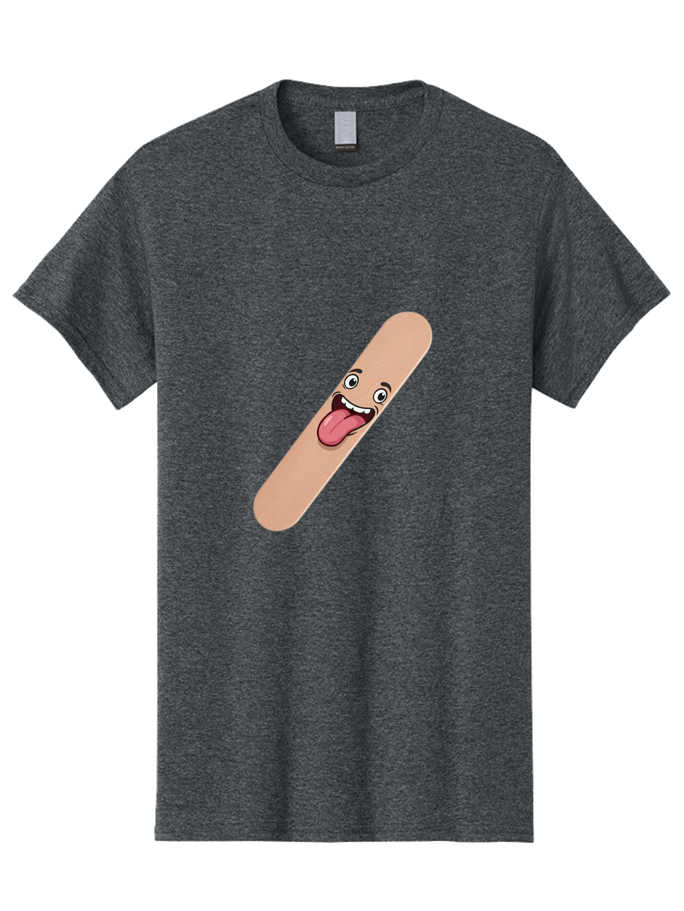 Bandage-Stick Men'S Graphic Tee, 100% Cotton, Comfortable Casual Summer Wear, Machine Washable, Cartoon Band-Aid, Funny Facial Expression, Tongue Out, Playful Character, Medical Humor, Quirky Illustration, Humorous Design Baa150