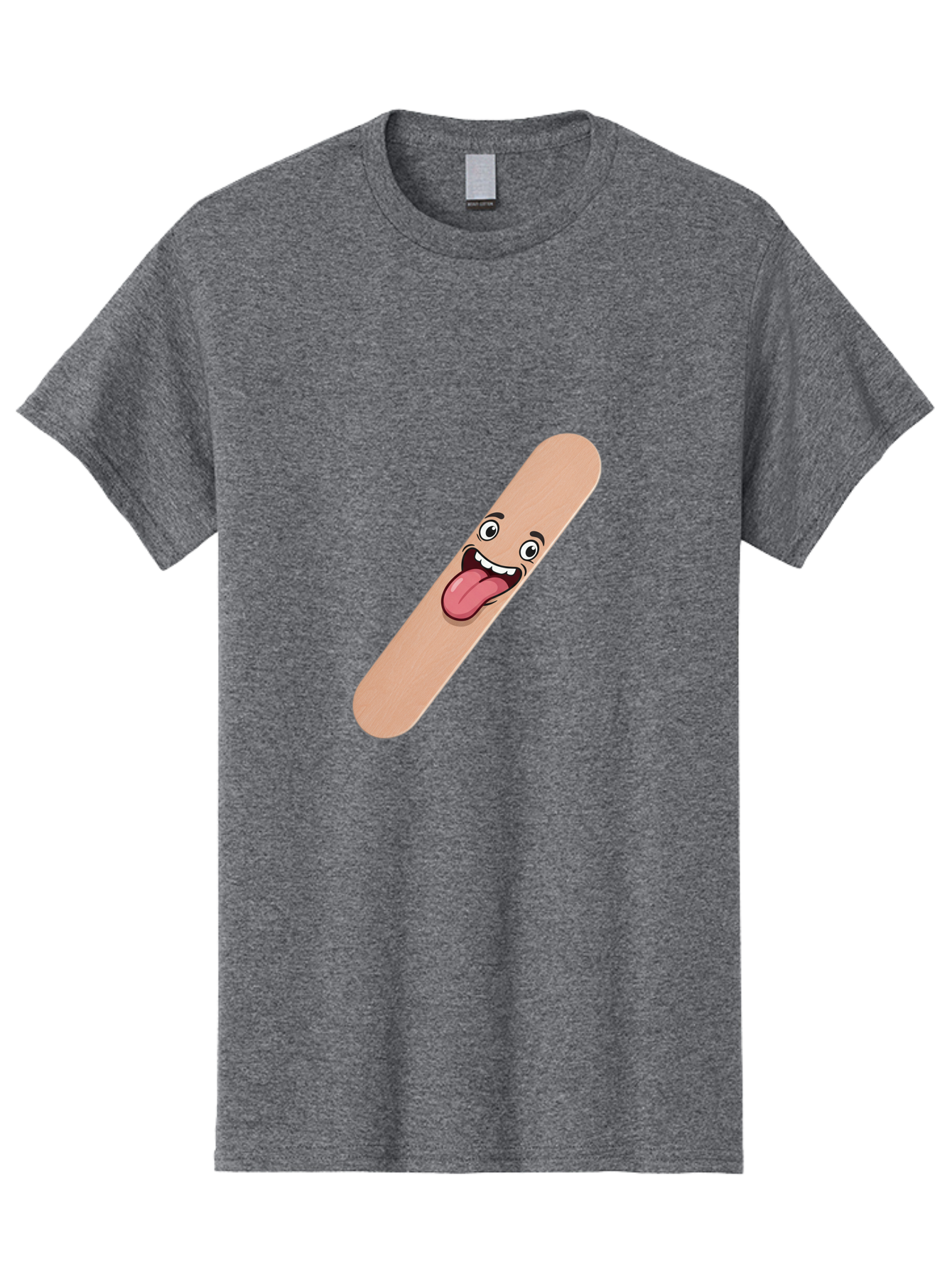 Bandage-Stick Men'S Graphic Tee, 100% Cotton, Comfortable Casual Summer Wear, Machine Washable, Cartoon Band-Aid, Funny Facial Expression, Tongue Out, Playful Character, Medical Humor, Quirky Illustration, Humorous Design Baa150