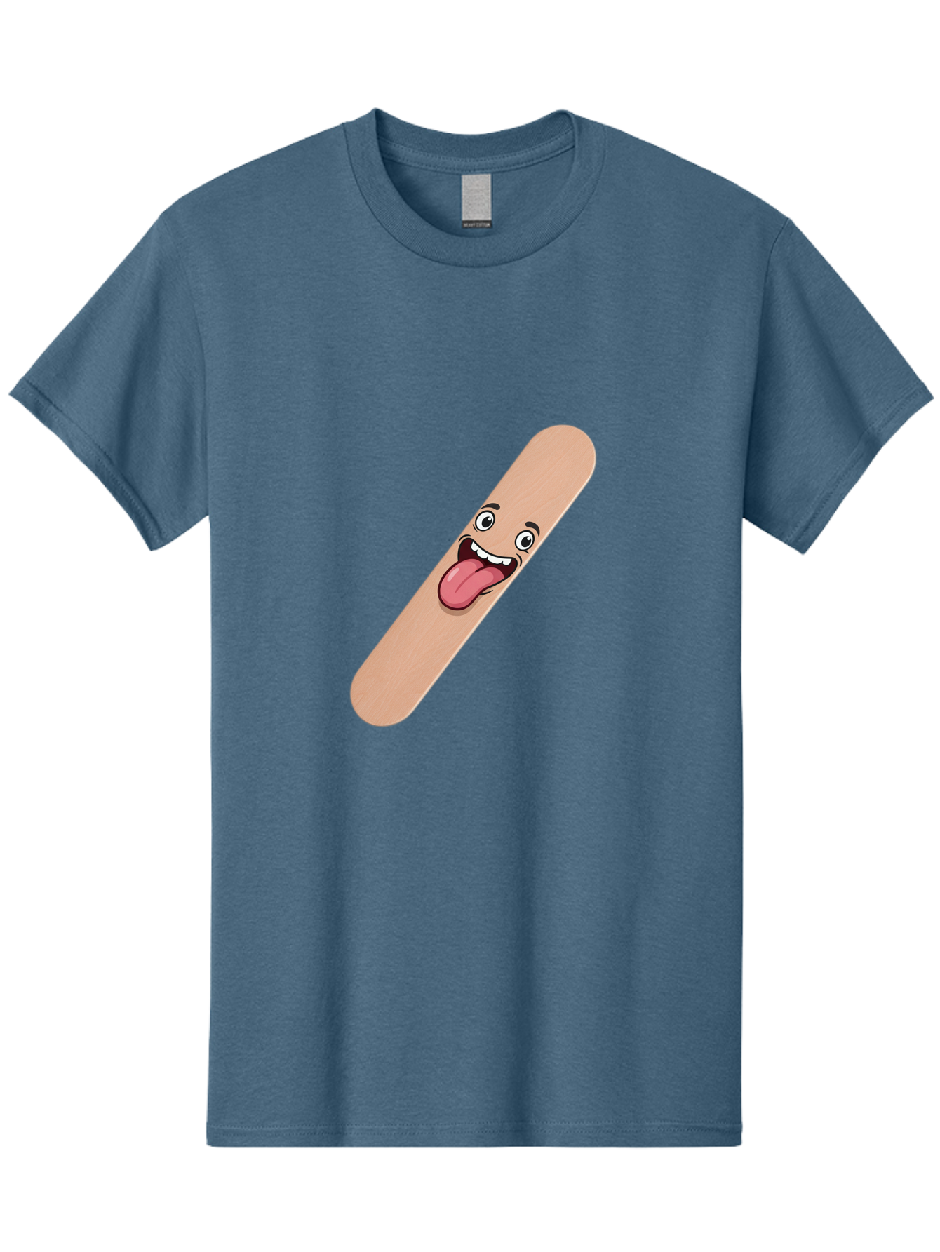 Bandage-Stick Men'S Graphic Tee, 100% Cotton, Comfortable Casual Summer Wear, Machine Washable, Cartoon Band-Aid, Funny Facial Expression, Tongue Out, Playful Character, Medical Humor, Quirky Illustration, Humorous Design Baa150