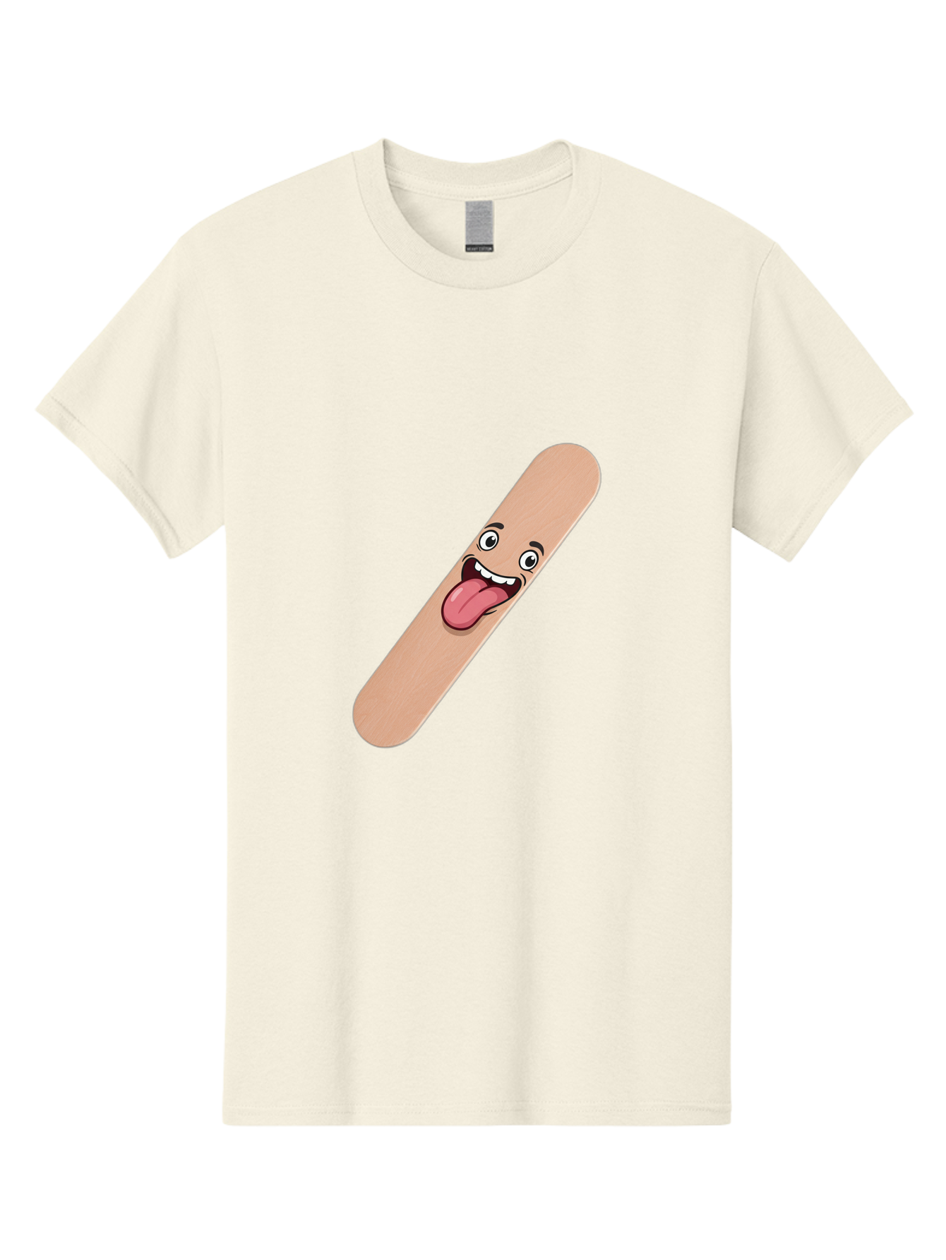 Bandage-Stick Men'S Graphic Tee, 100% Cotton, Comfortable Casual Summer Wear, Machine Washable, Cartoon Band-Aid, Funny Facial Expression, Tongue Out, Playful Character, Medical Humor, Quirky Illustration, Humorous Design Baa150
