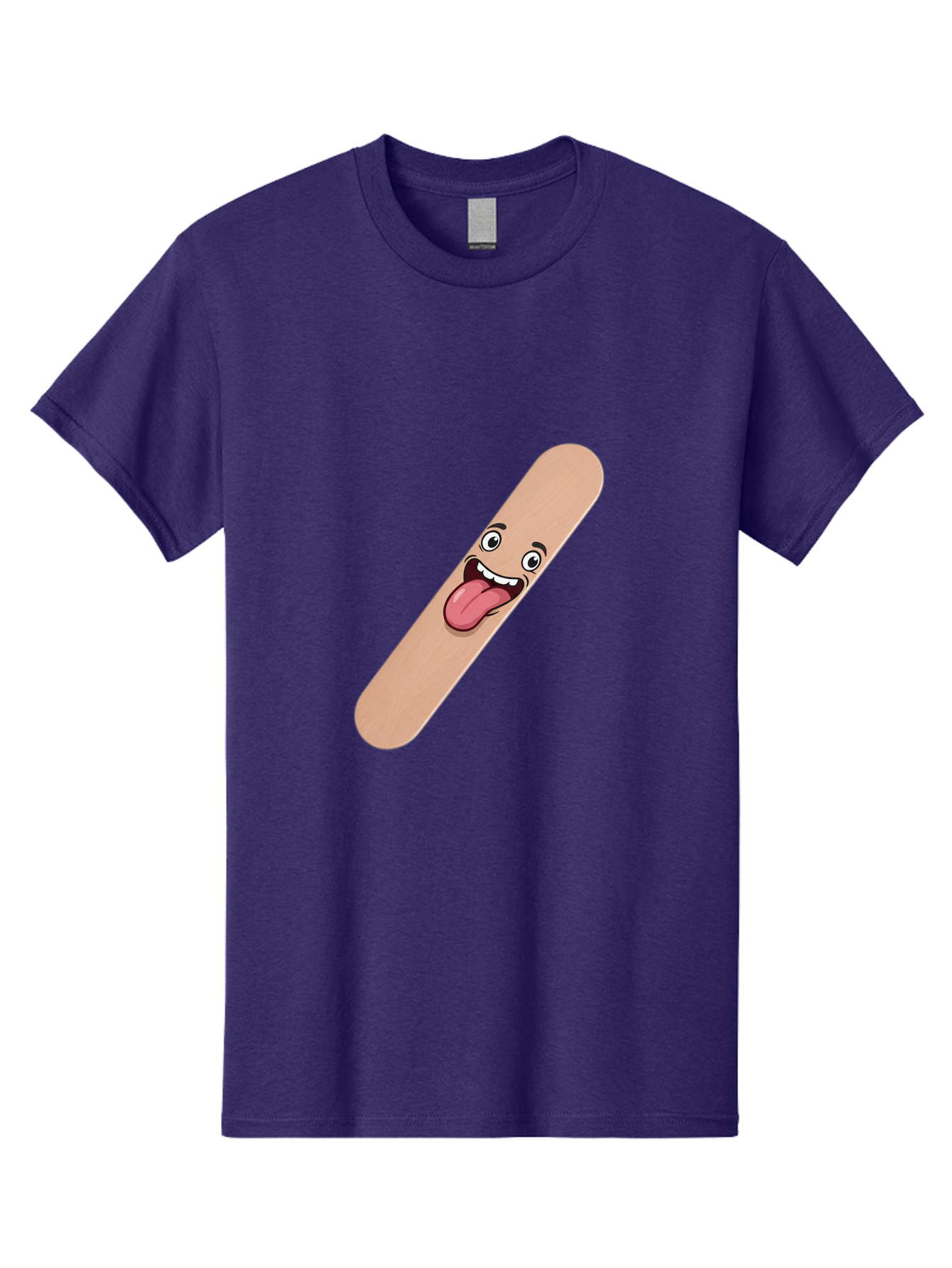Bandage-Stick Men'S Graphic Tee, 100% Cotton, Comfortable Casual Summer Wear, Machine Washable, Cartoon Band-Aid, Funny Facial Expression, Tongue Out, Playful Character, Medical Humor, Quirky Illustration, Humorous Design Baa150